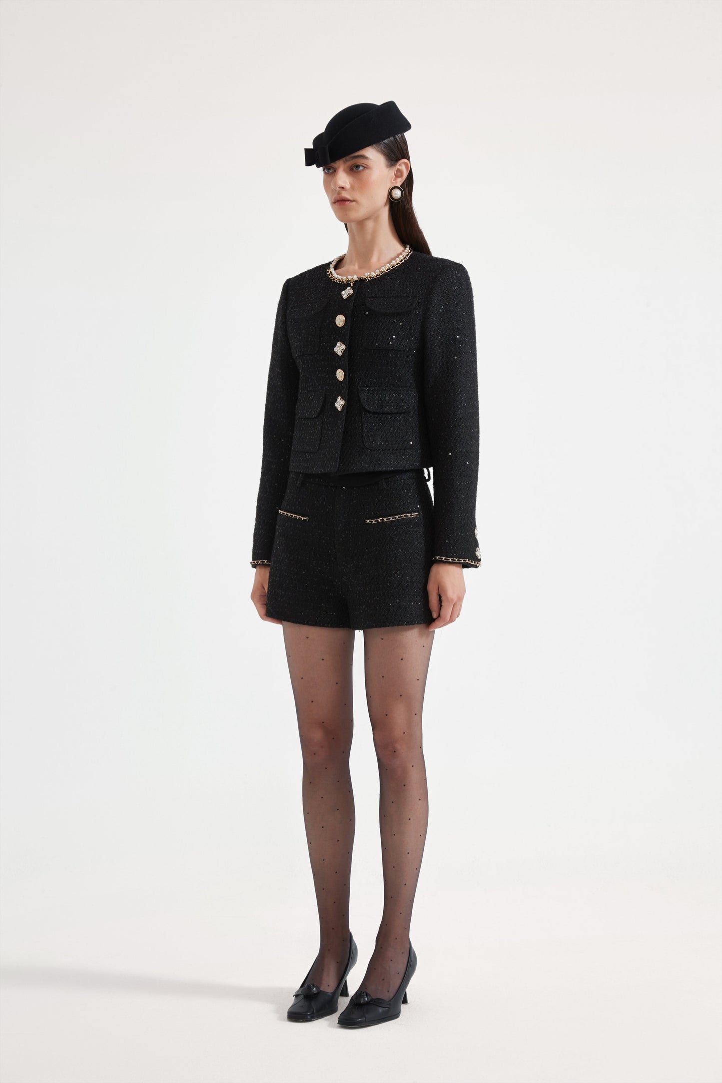 Black Tweed Shorts