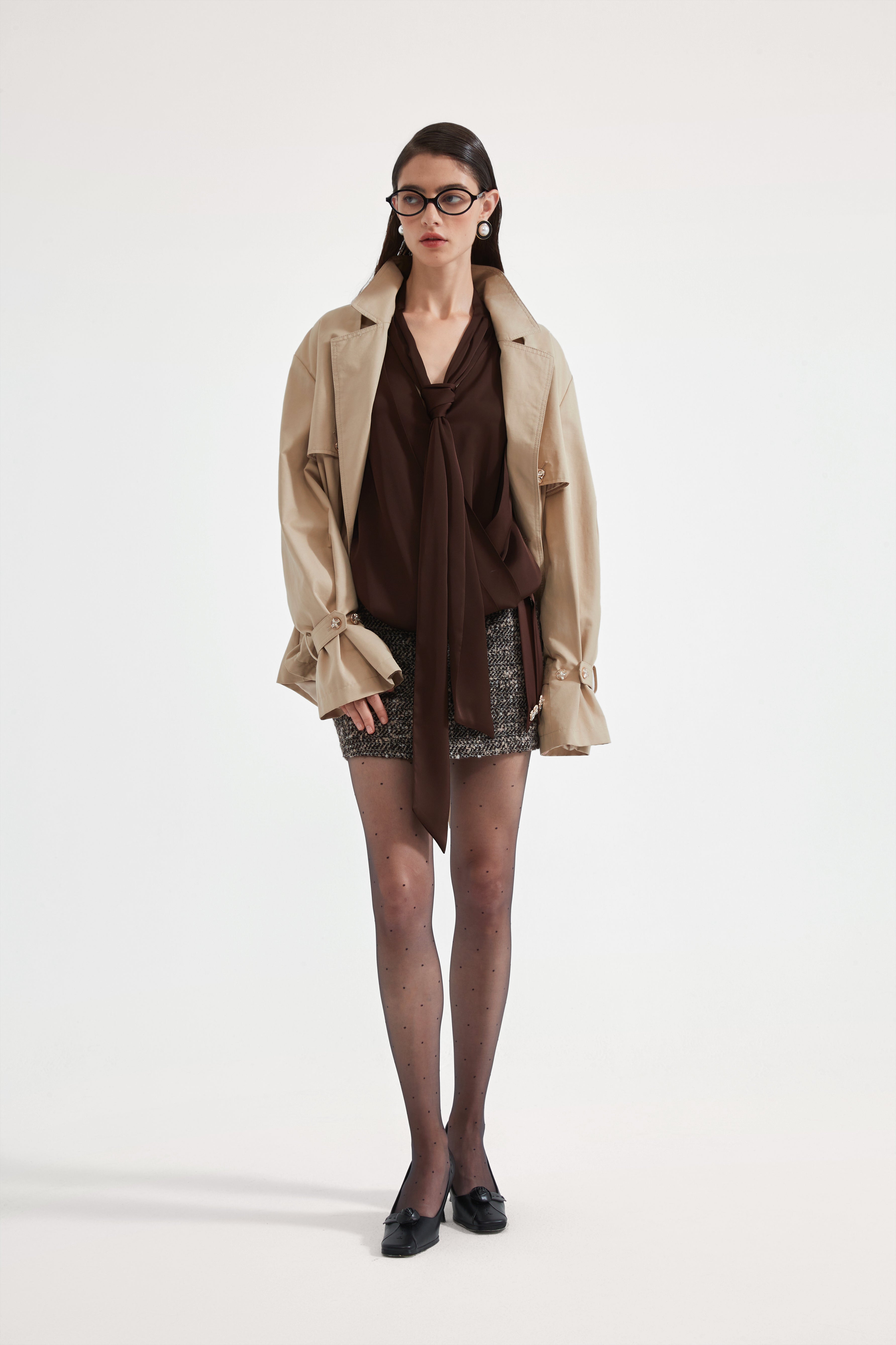Light Coffee Long Trench Coat