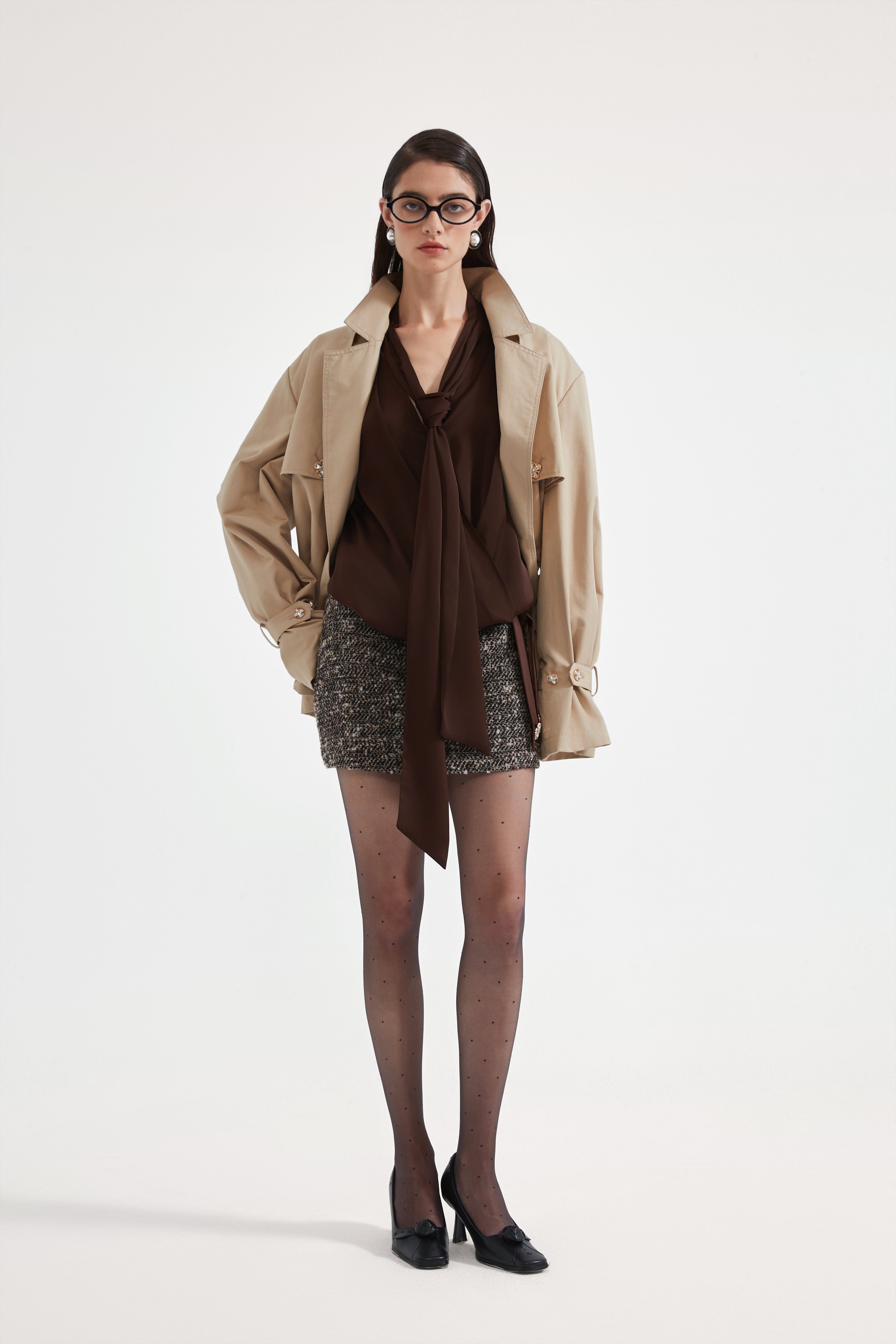 Light Coffee Long Trench Coat