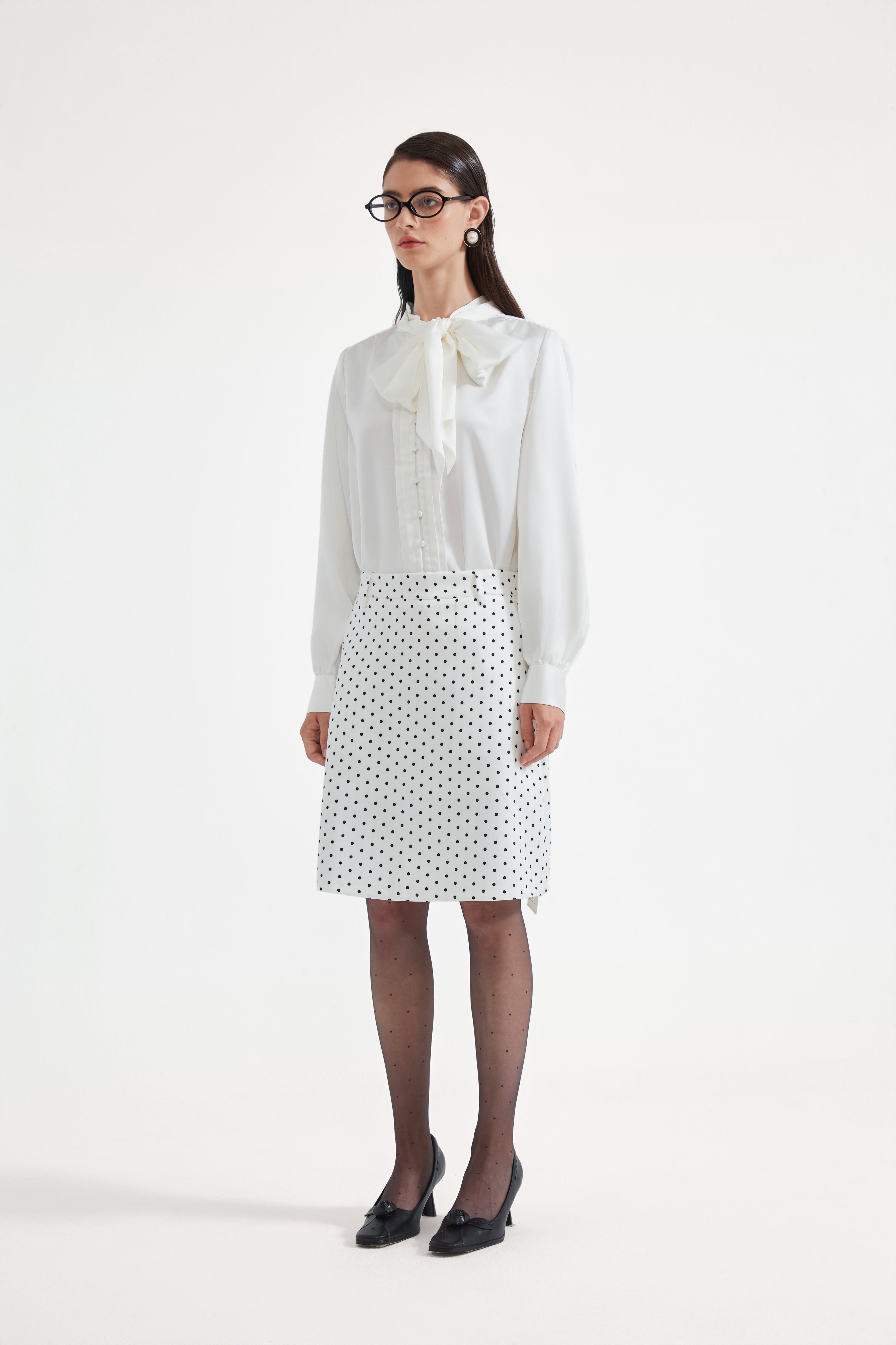 White Button-Row Blouse