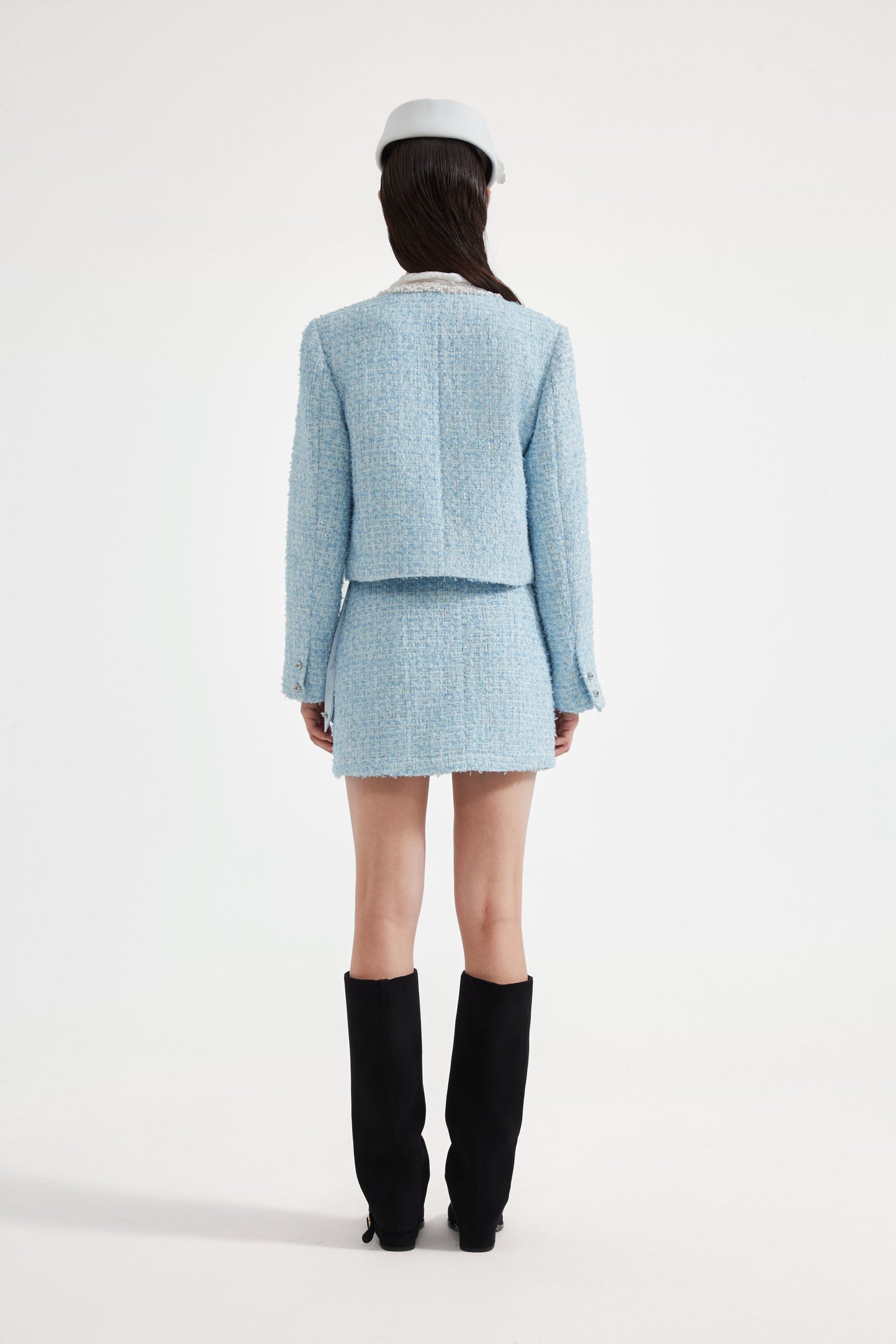 Blue Tweed Pencil Skirt