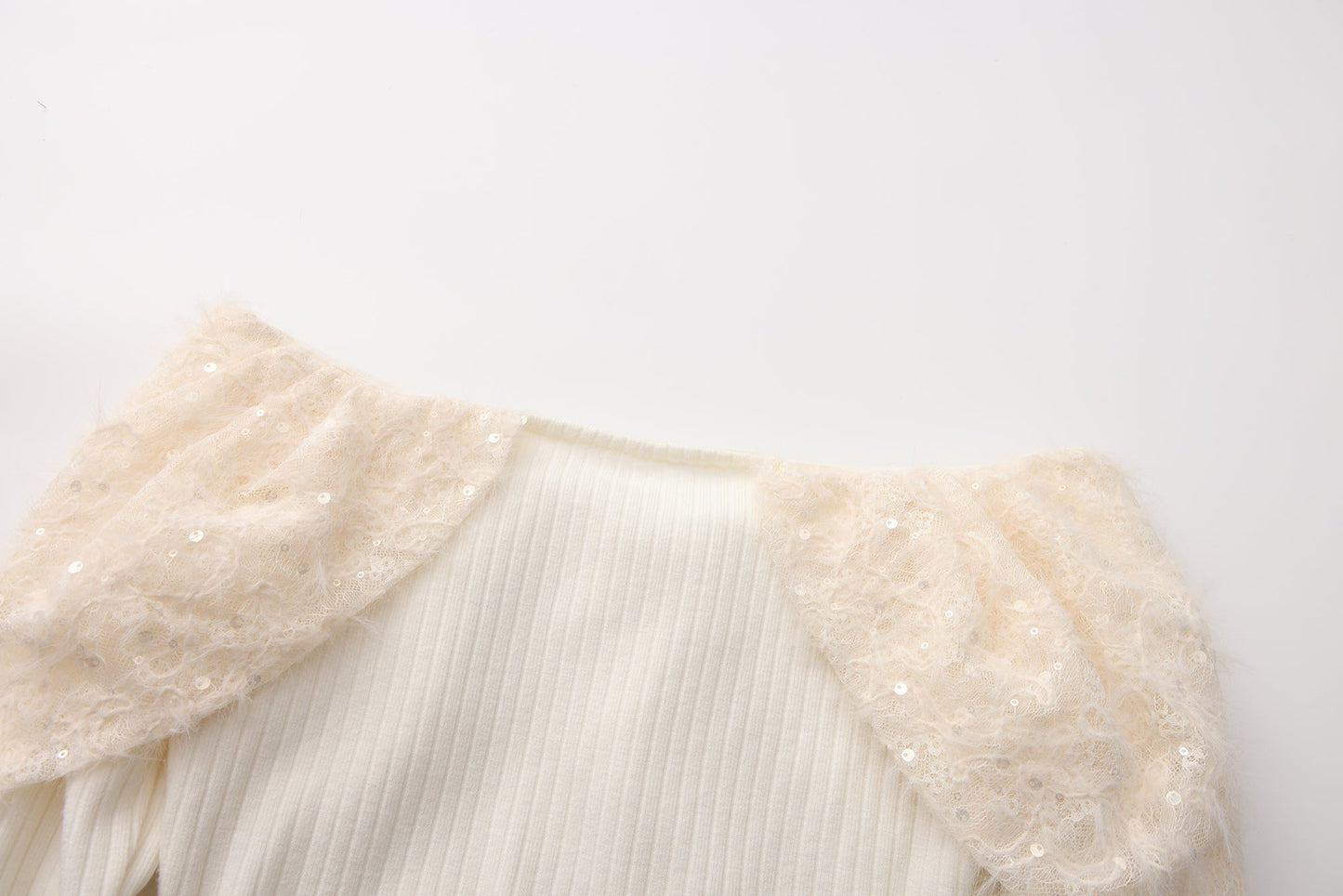 White Knitted Lace Off-The-Shoulder Top