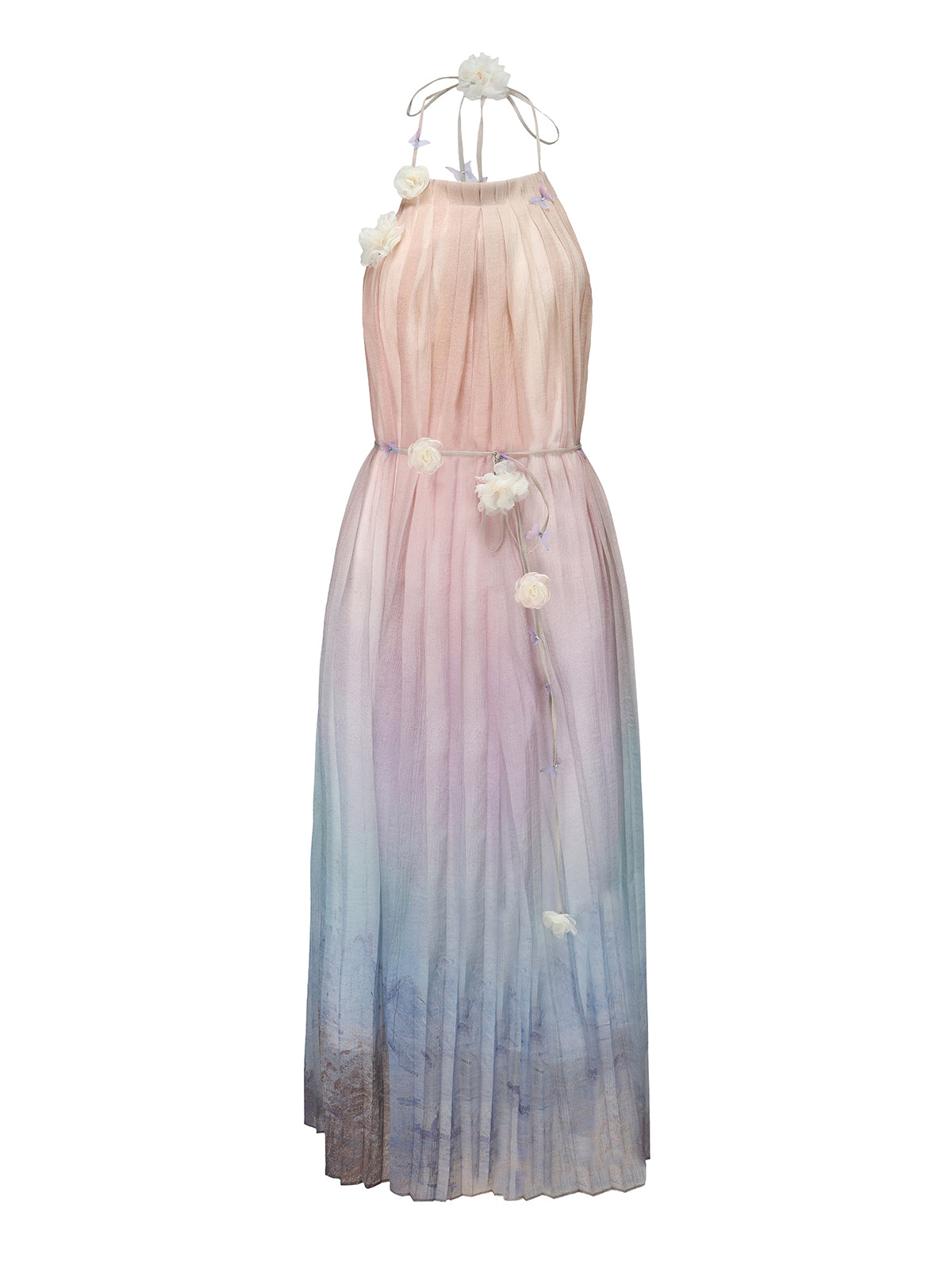 COLOR PRINTED HALTER DRESS