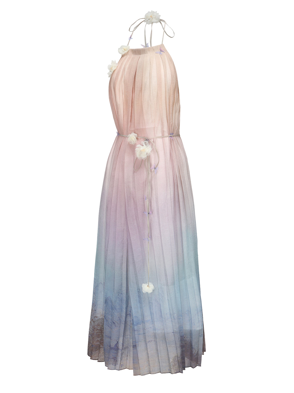 COLOR PRINTED HALTER DRESS