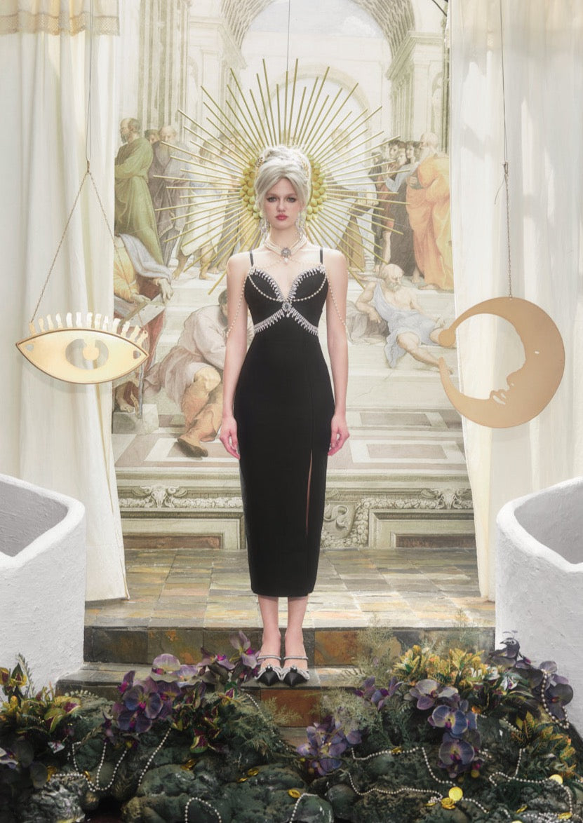 BLACK RHINESTONE DRESS