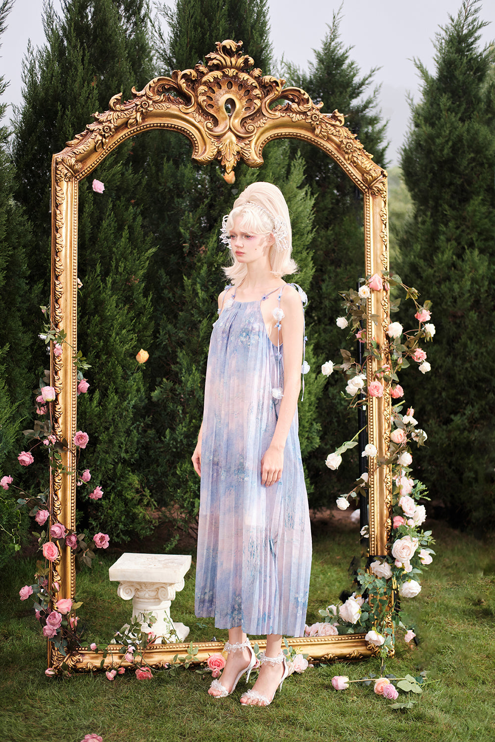 BLUE PRINTED MAXI DRESS