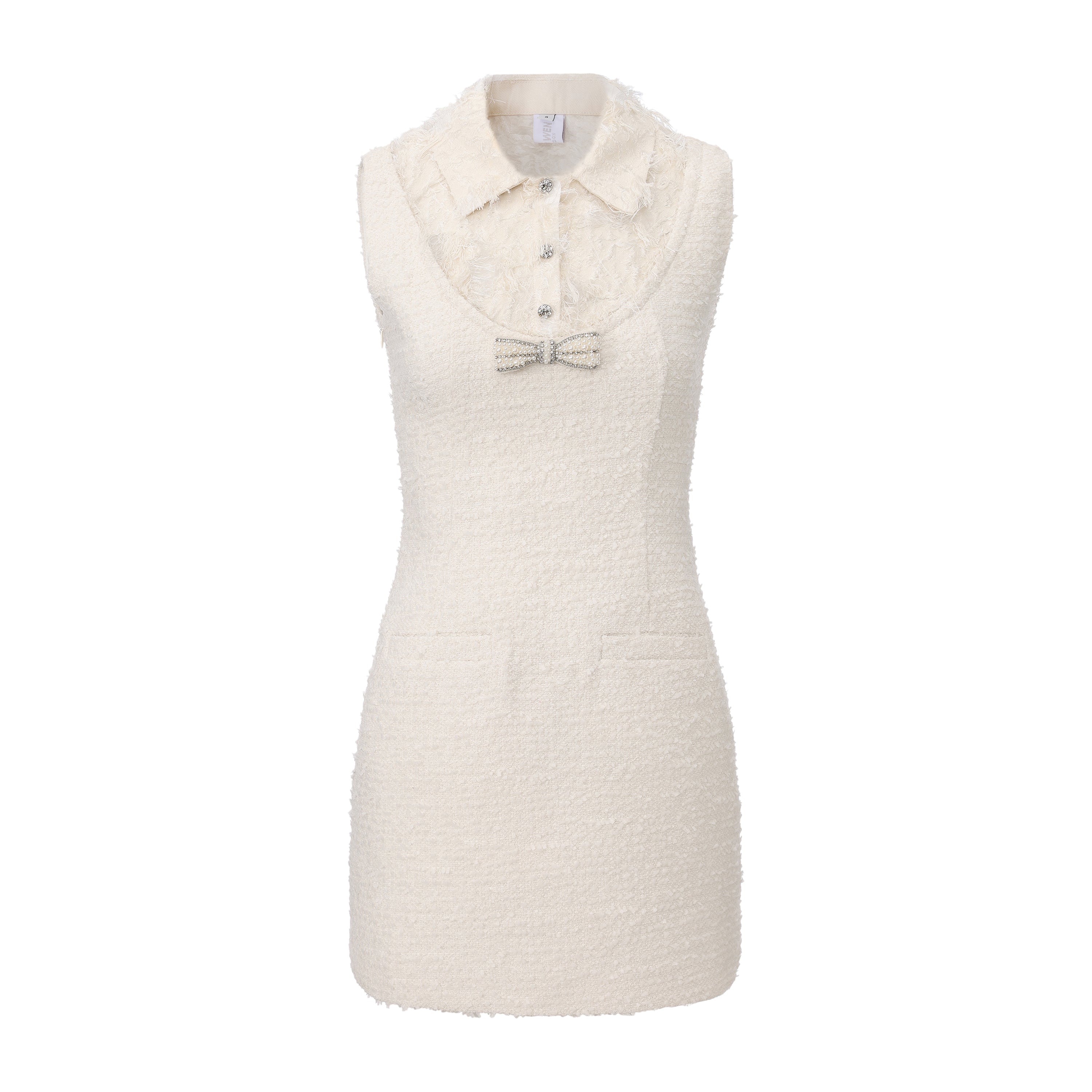 White Xiang-Style Collar-Patchwork Dress