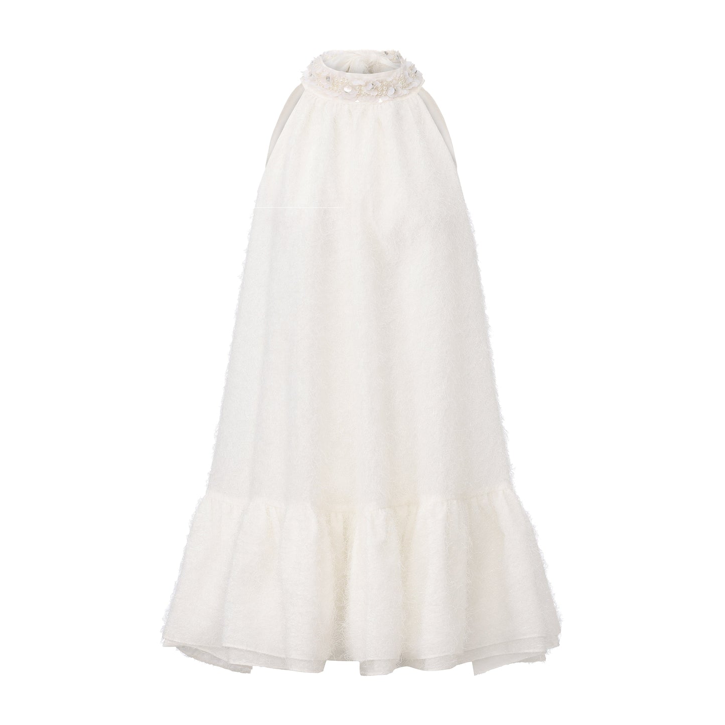 White Halter Silver Lace-Up Dress