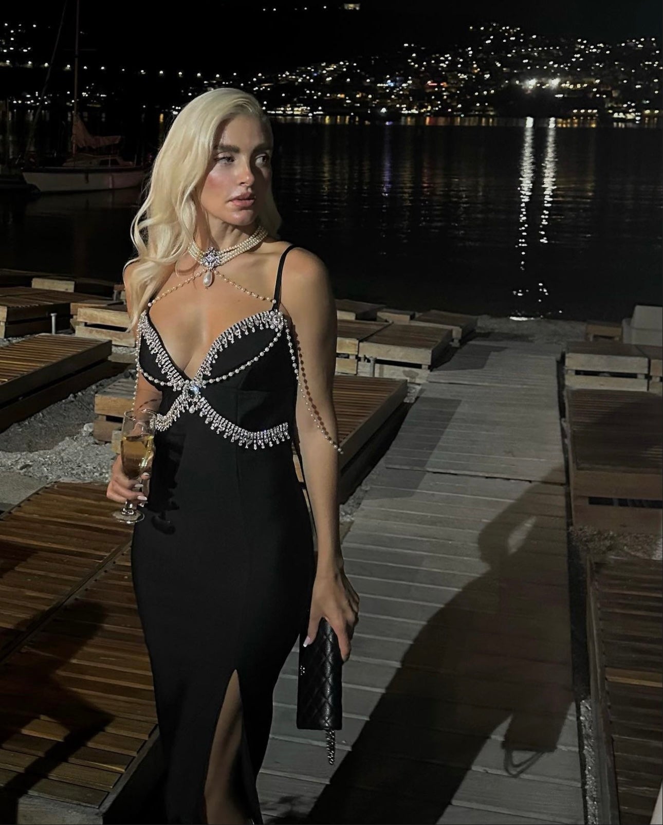 BLACK RHINESTONE DRESS