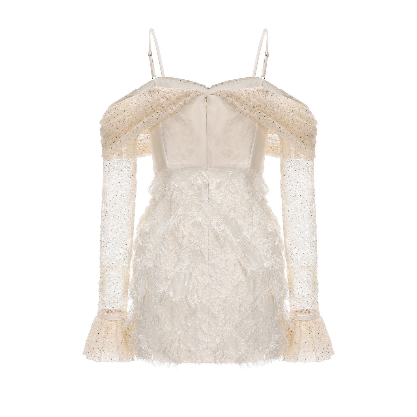 Beige Lace Fitted Waist Dress