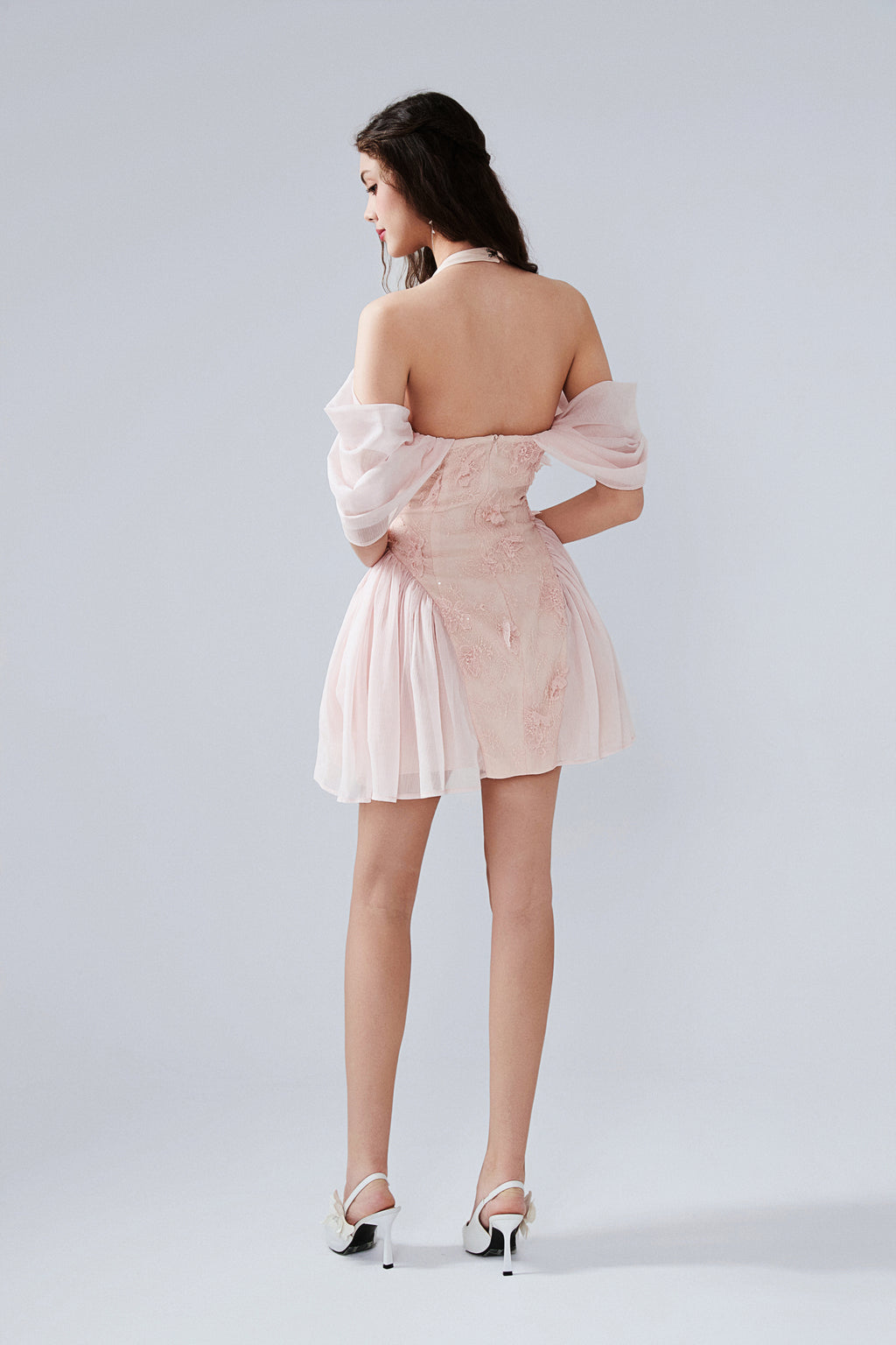 Pink Heavy Lace A-line Dress