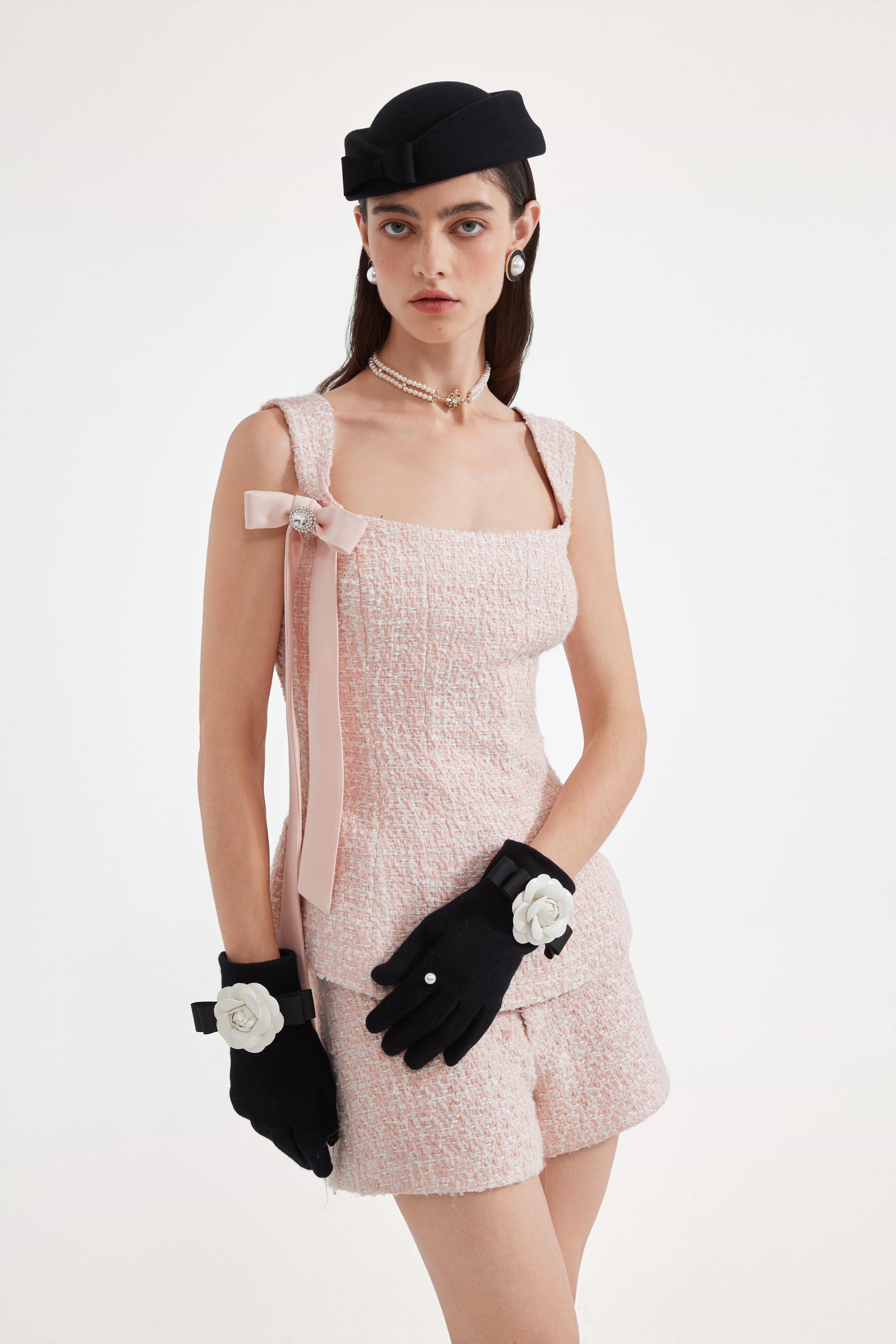 Pink Bow Sleeveless Fitted Top