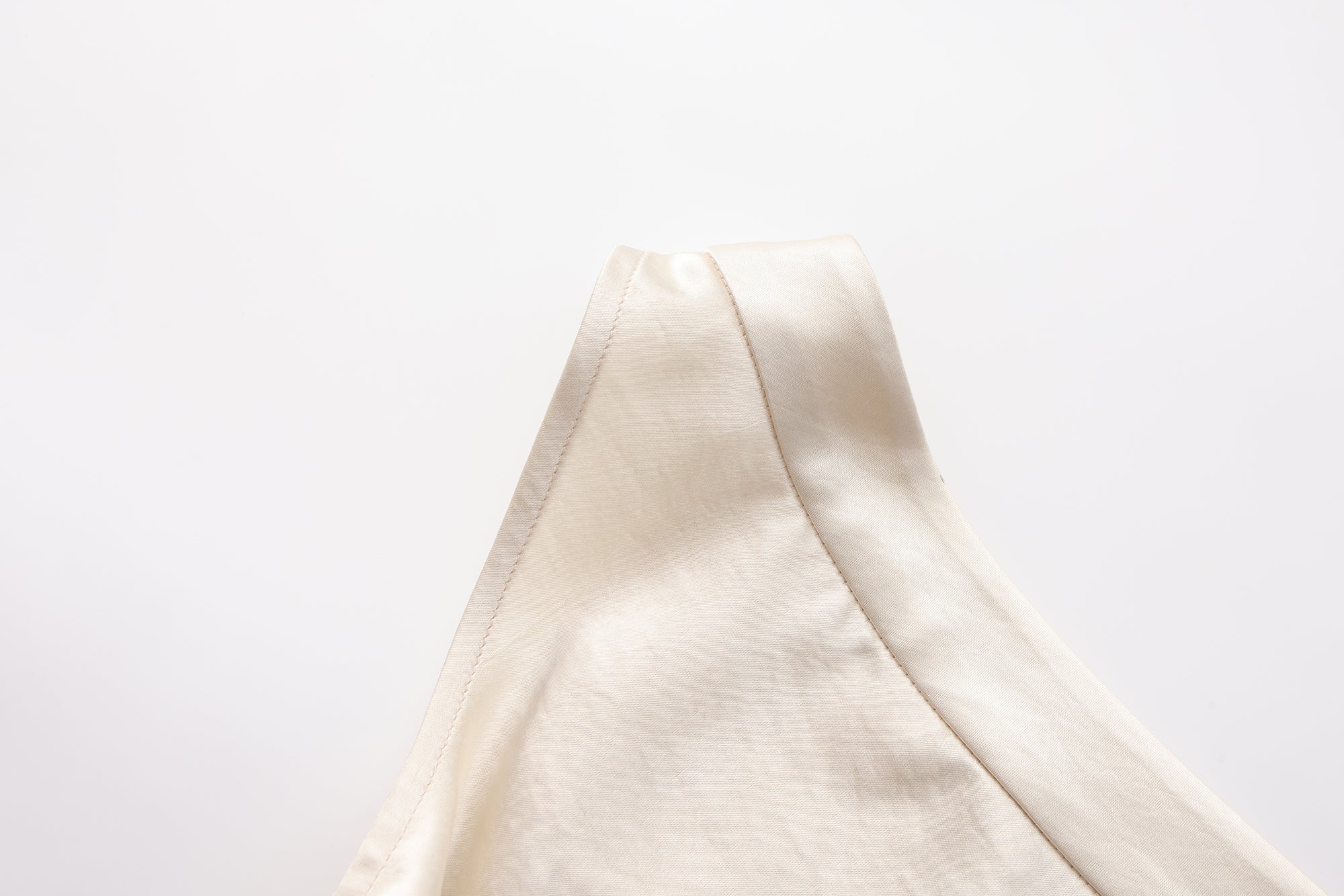 Champagne Satin Off-Shoulder Draped Sleeves Tops