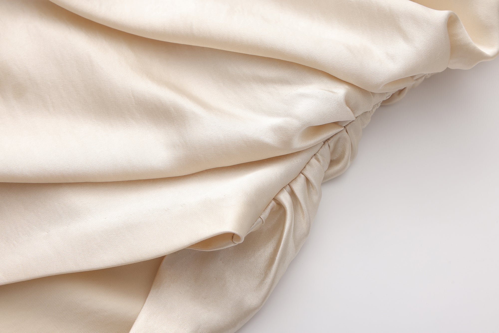 Champagne Satin Off-Shoulder Draped Sleeves Tops