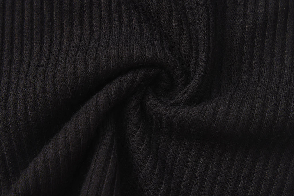 Black halterneck knit top with lace panels