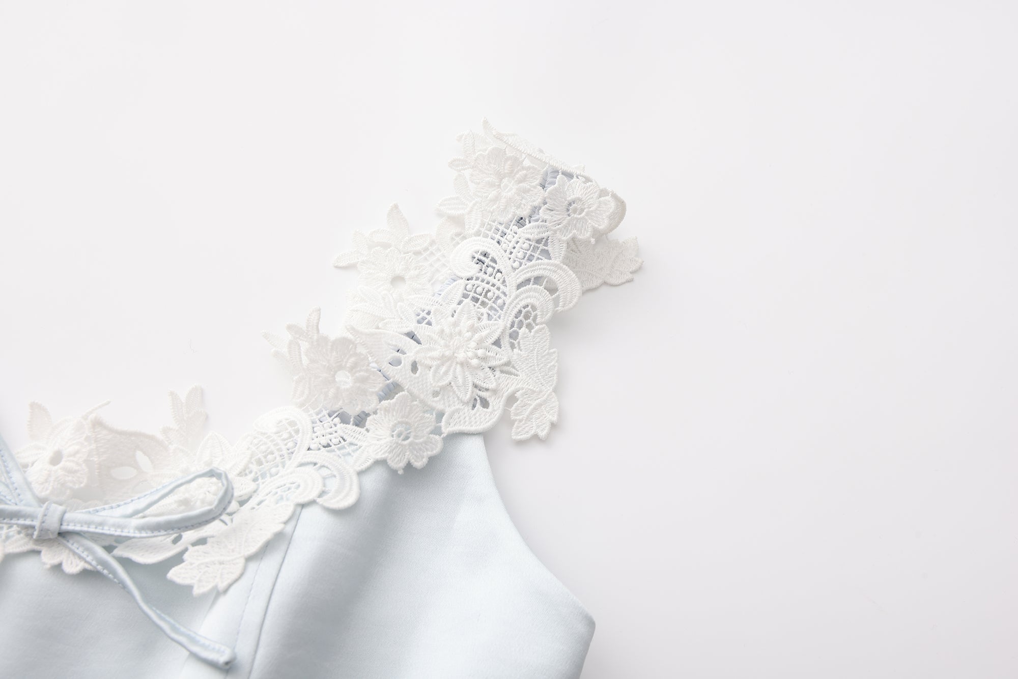 Blue Satin Lace-Strapless Dress