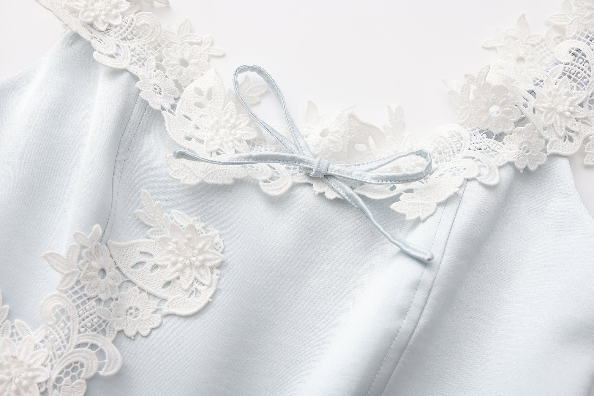 Blue Satin Lace-Strapless Dress