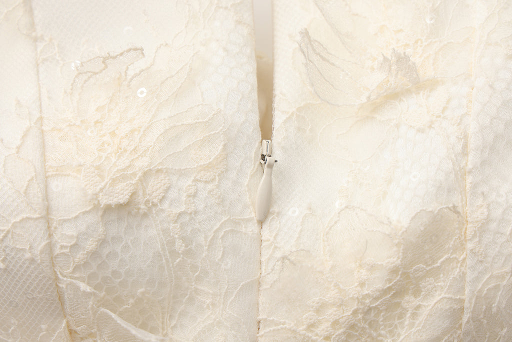 White Lace Satin Halter-neck Gathered Dress