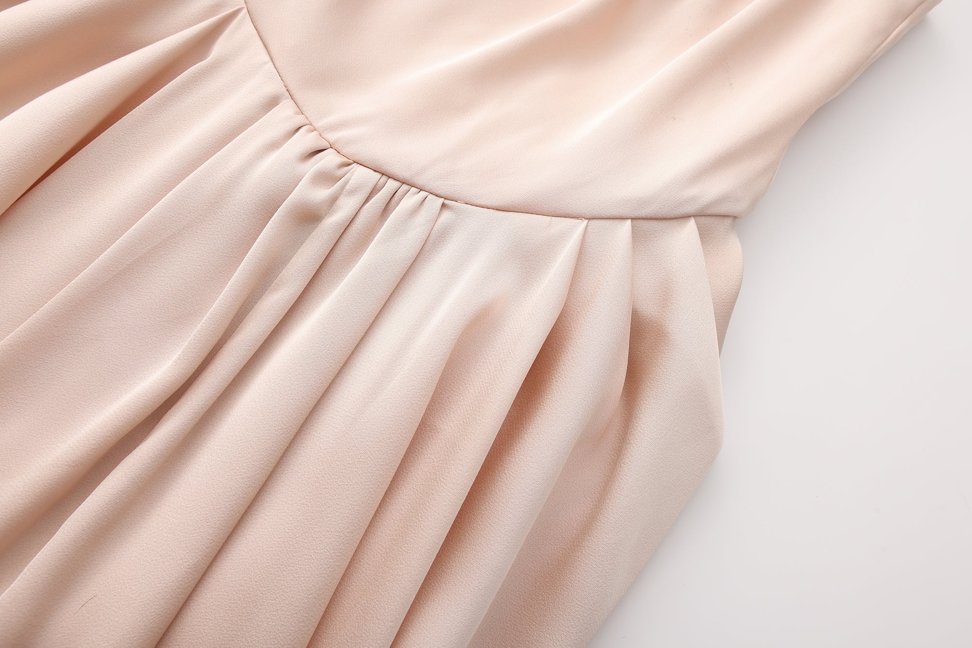 Nude Pink Lace Satin Slip Dress with Cowl Neck