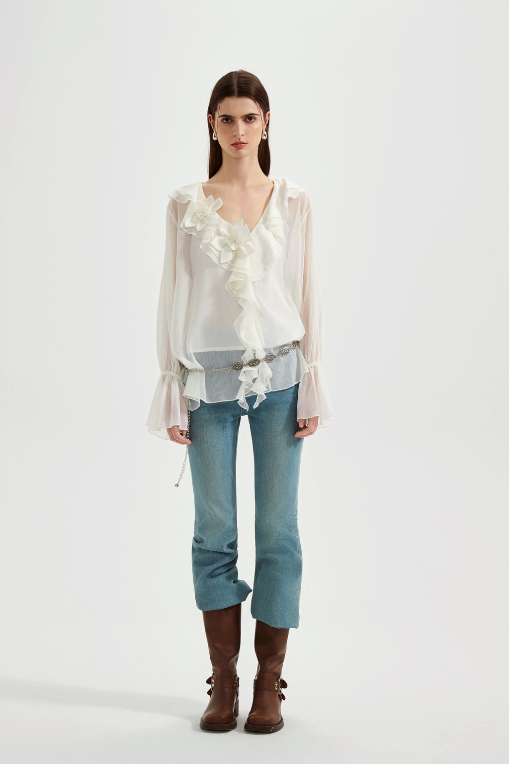 Fine Glittering White Iris Shirt