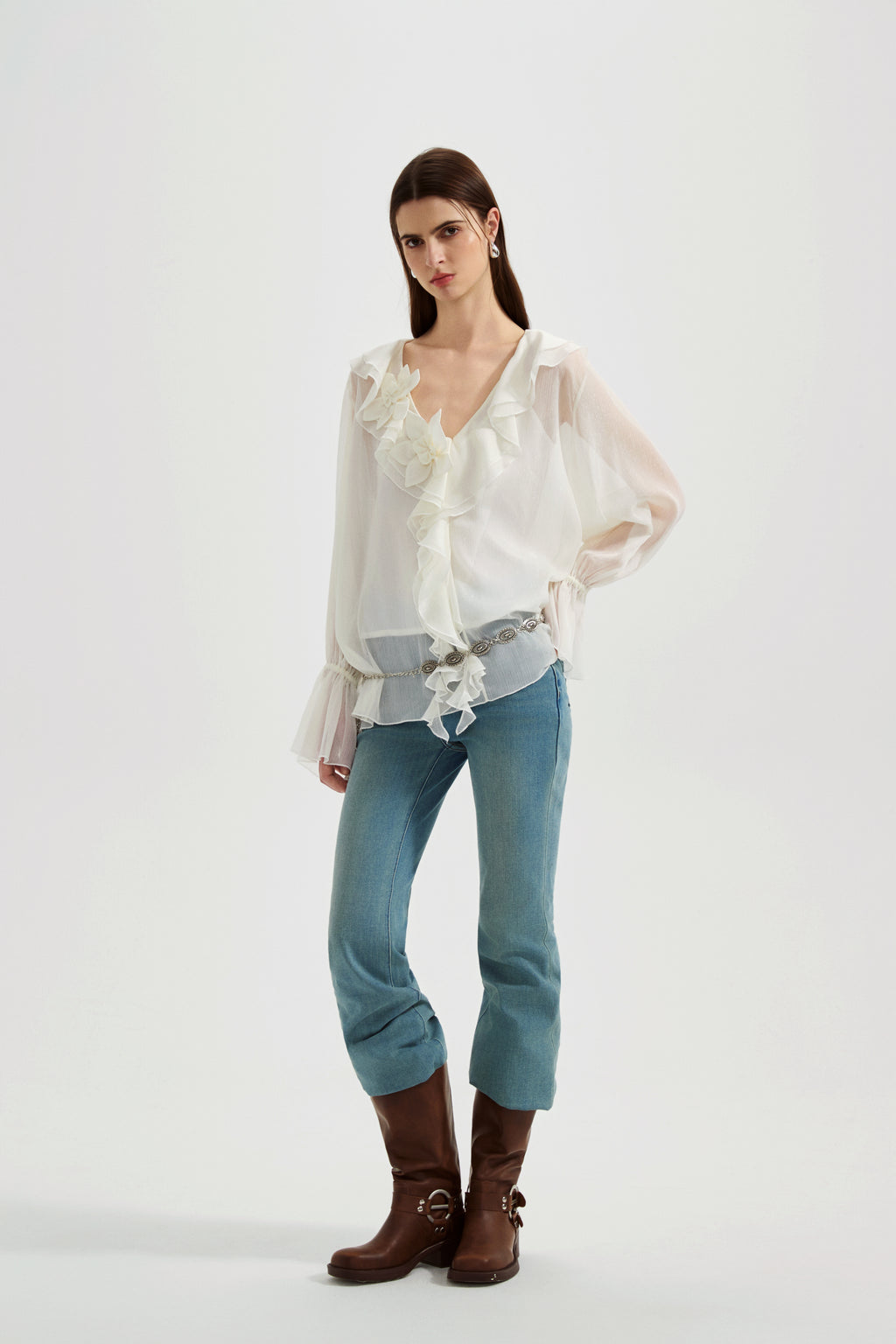 Fine Glittering White Iris Shirt