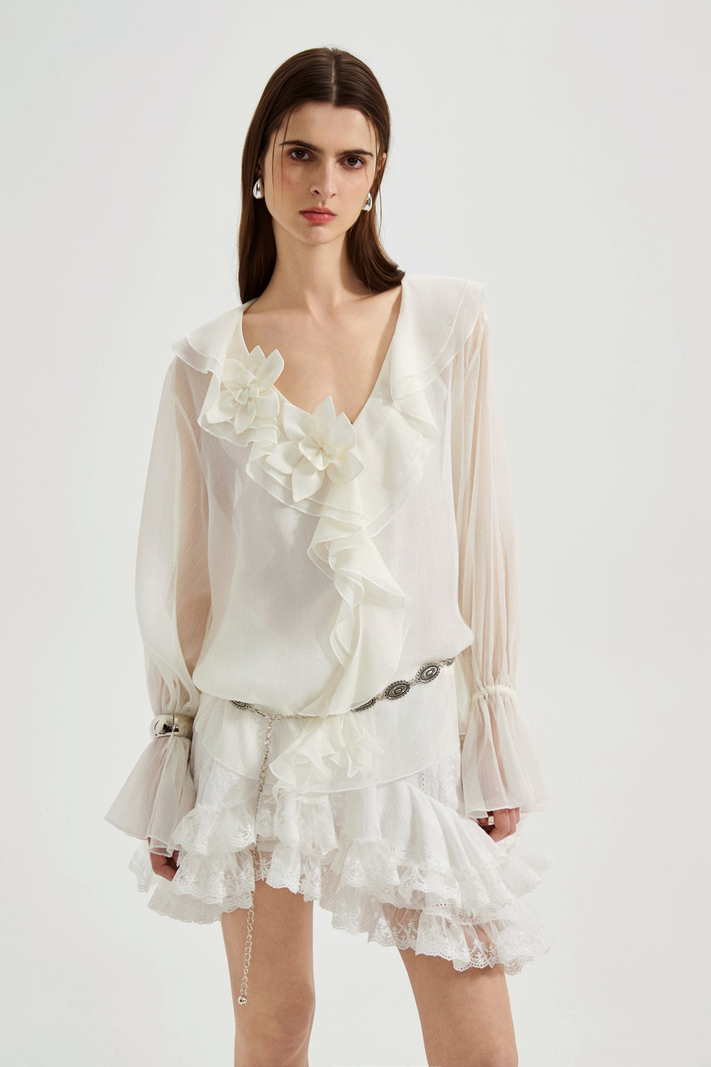 Fine Glittering White Iris Shirt