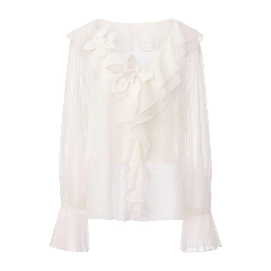 Fine Glittering White Iris Shirt