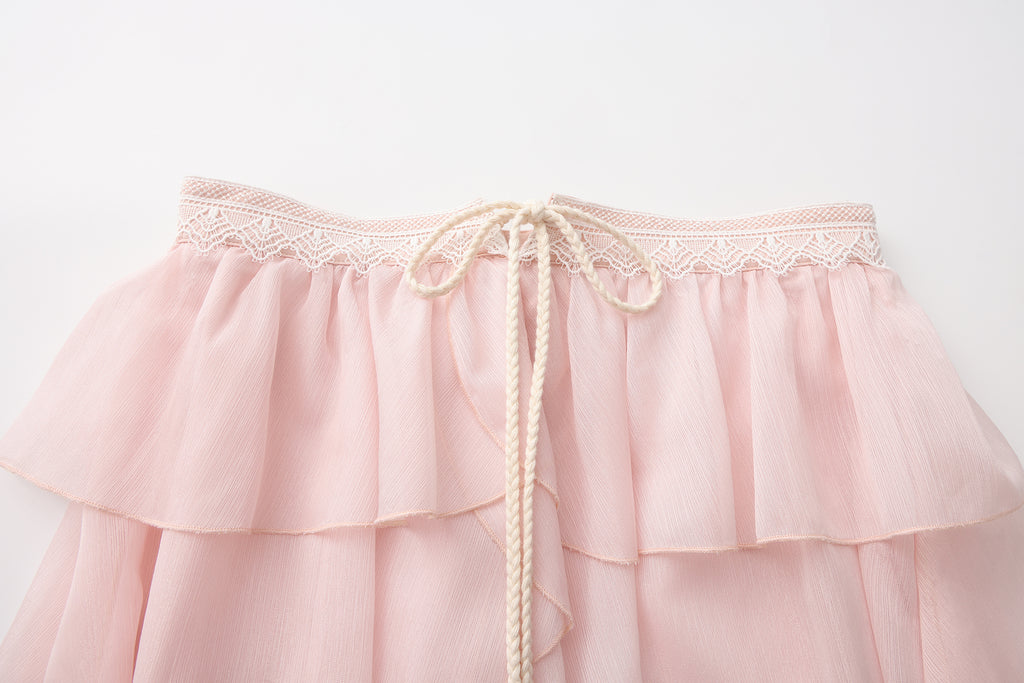 Pink Ribbon Woven Neck Top