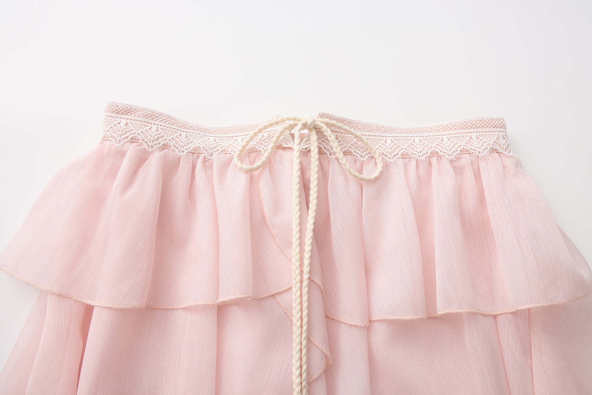 Pink Ribbon Woven Neck Top