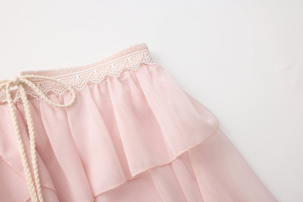 Pink Ribbon Woven Neck Top