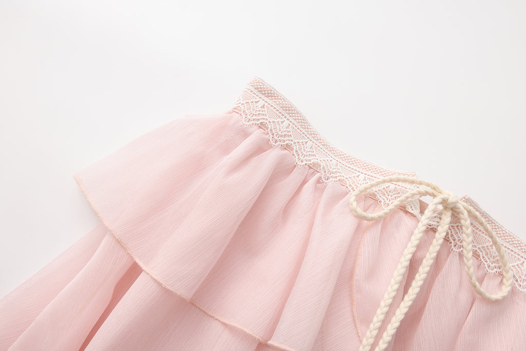 Pink Ribbon Woven Neck Top