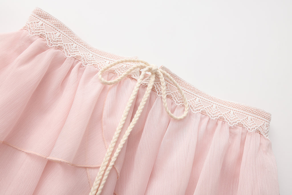 Pink Ribbon Woven Neck Top
