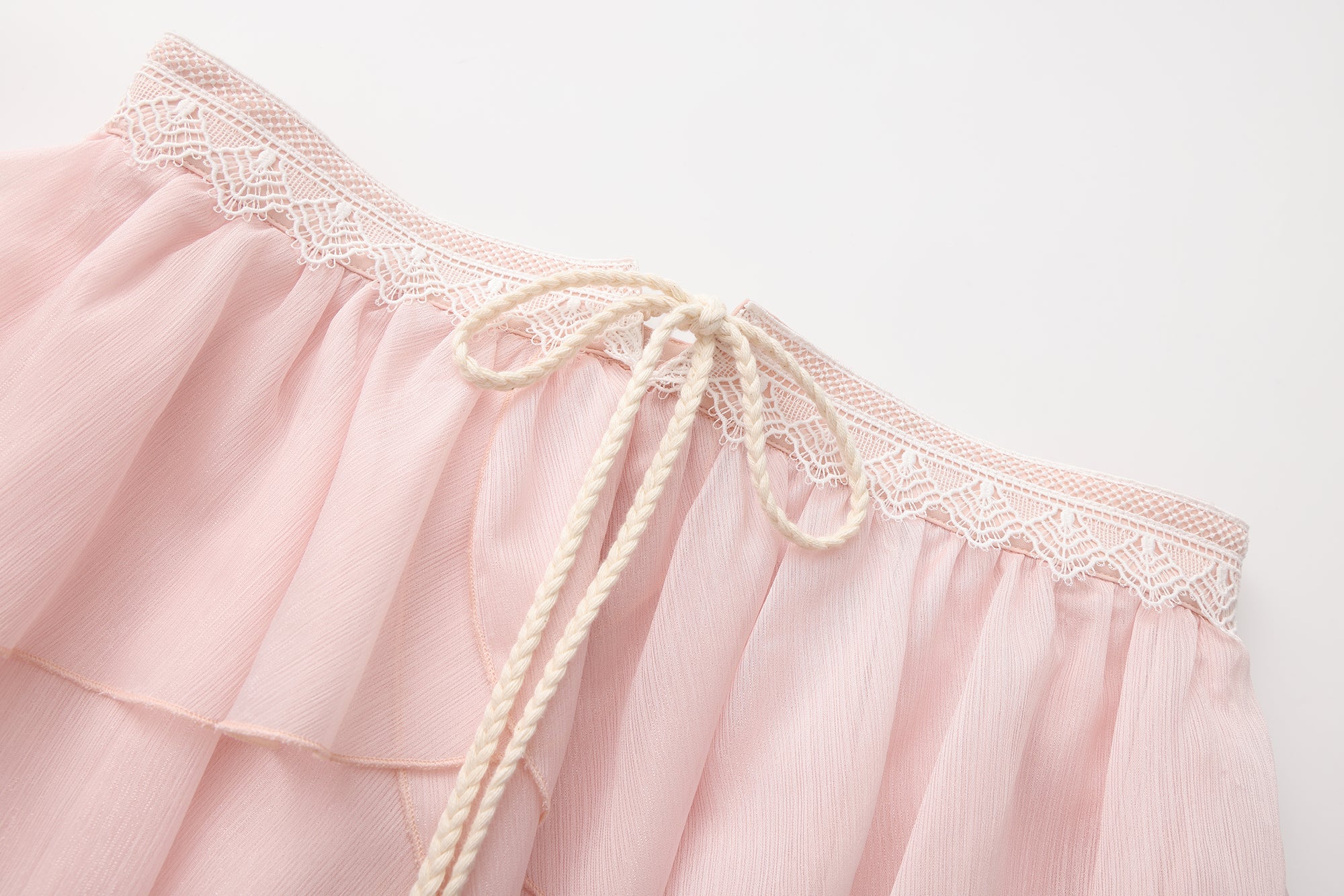 Pink Ribbon Woven Neck Top
