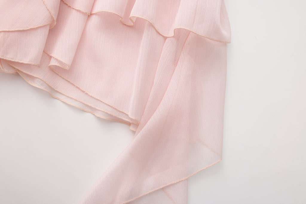 Pink Ribbon Woven Neck Top