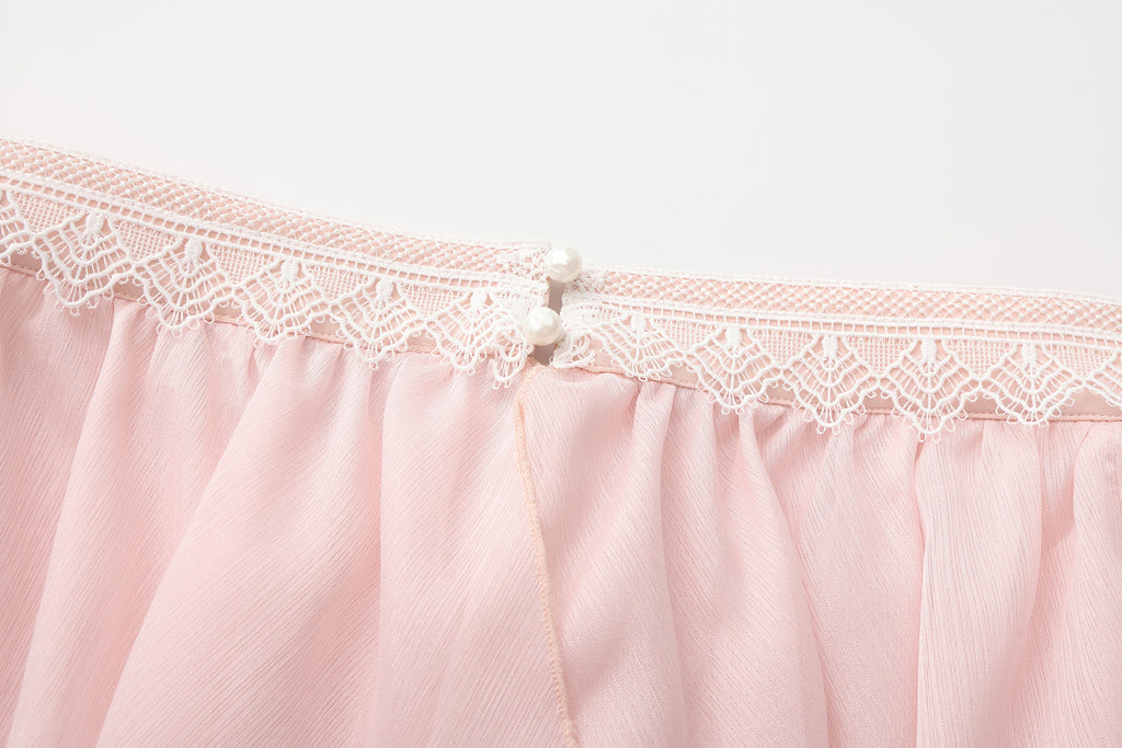 Pink Ribbon Woven Neck Top