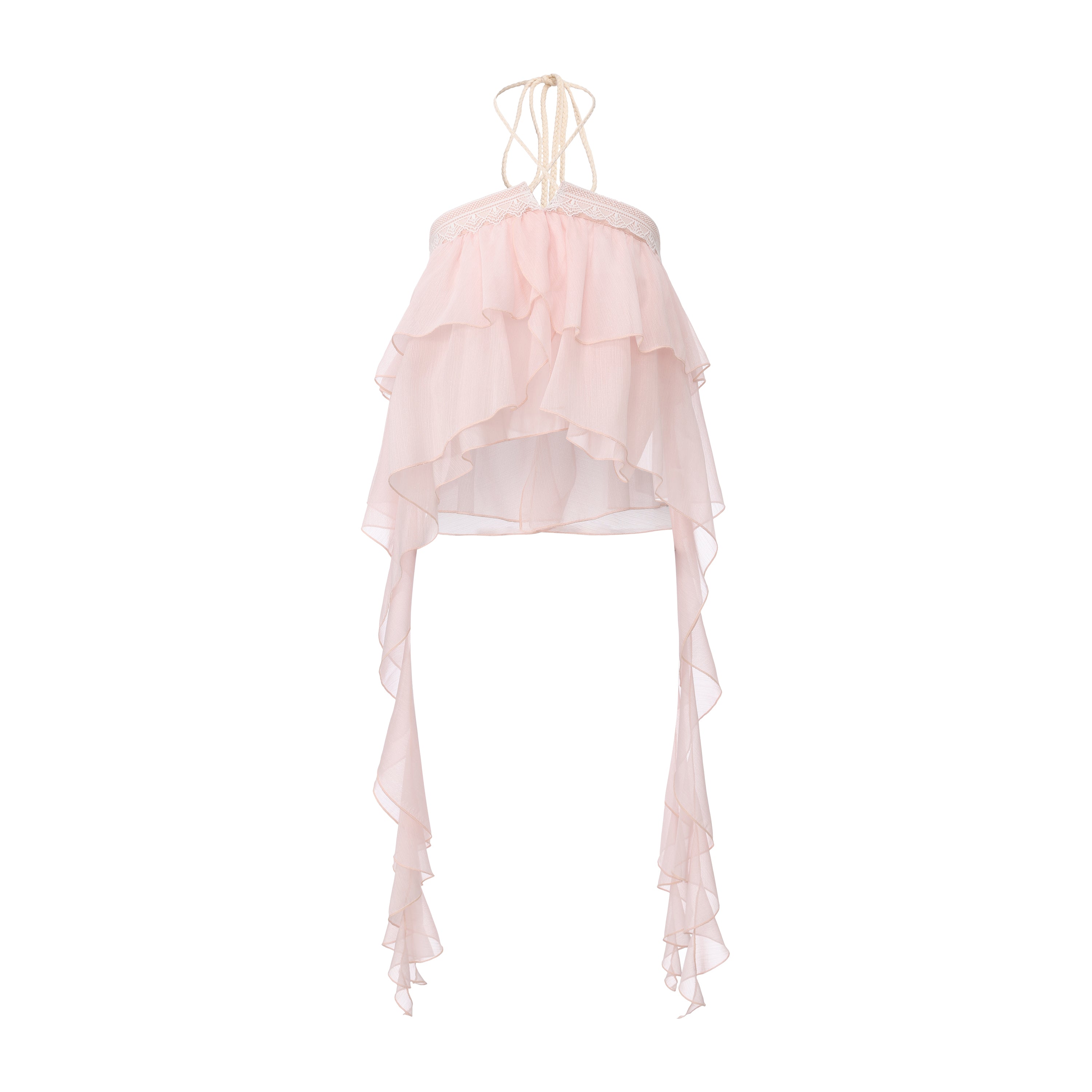 Pink Ribbon Woven Neck Top