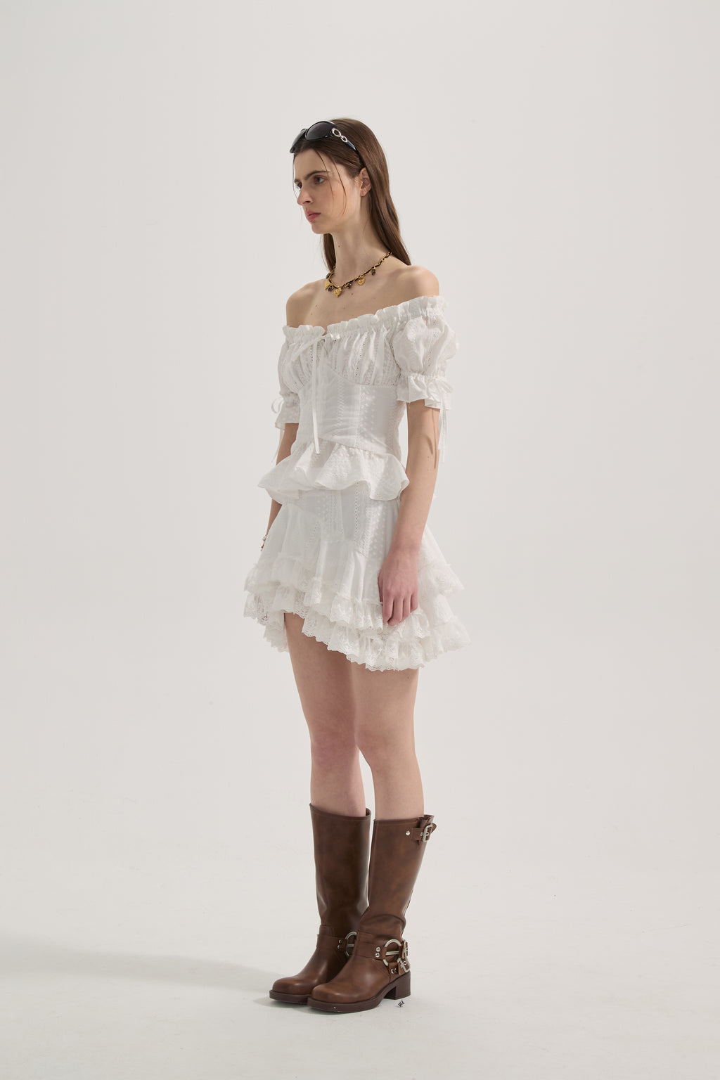 White Lace Short Sleeved Shirt