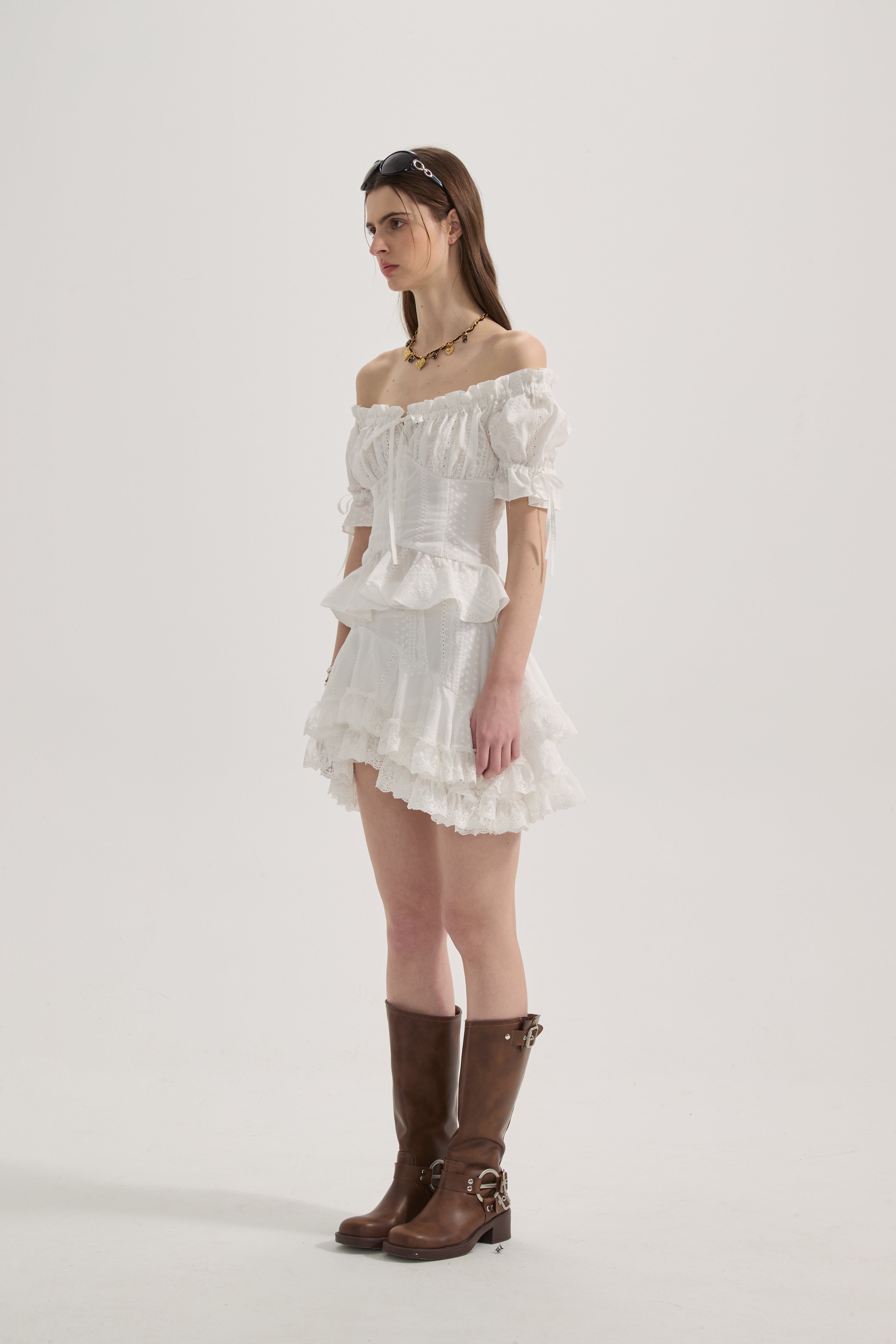 White Lace Short Sleeved Shirt