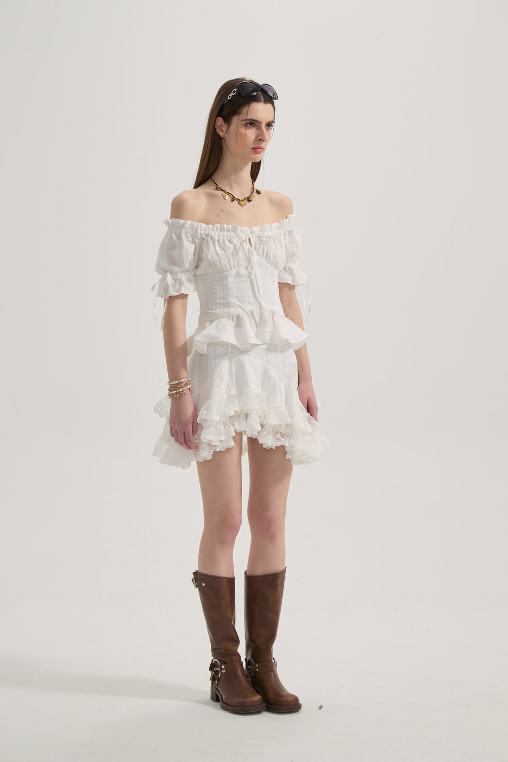 White Lace Short Sleeved Shirt