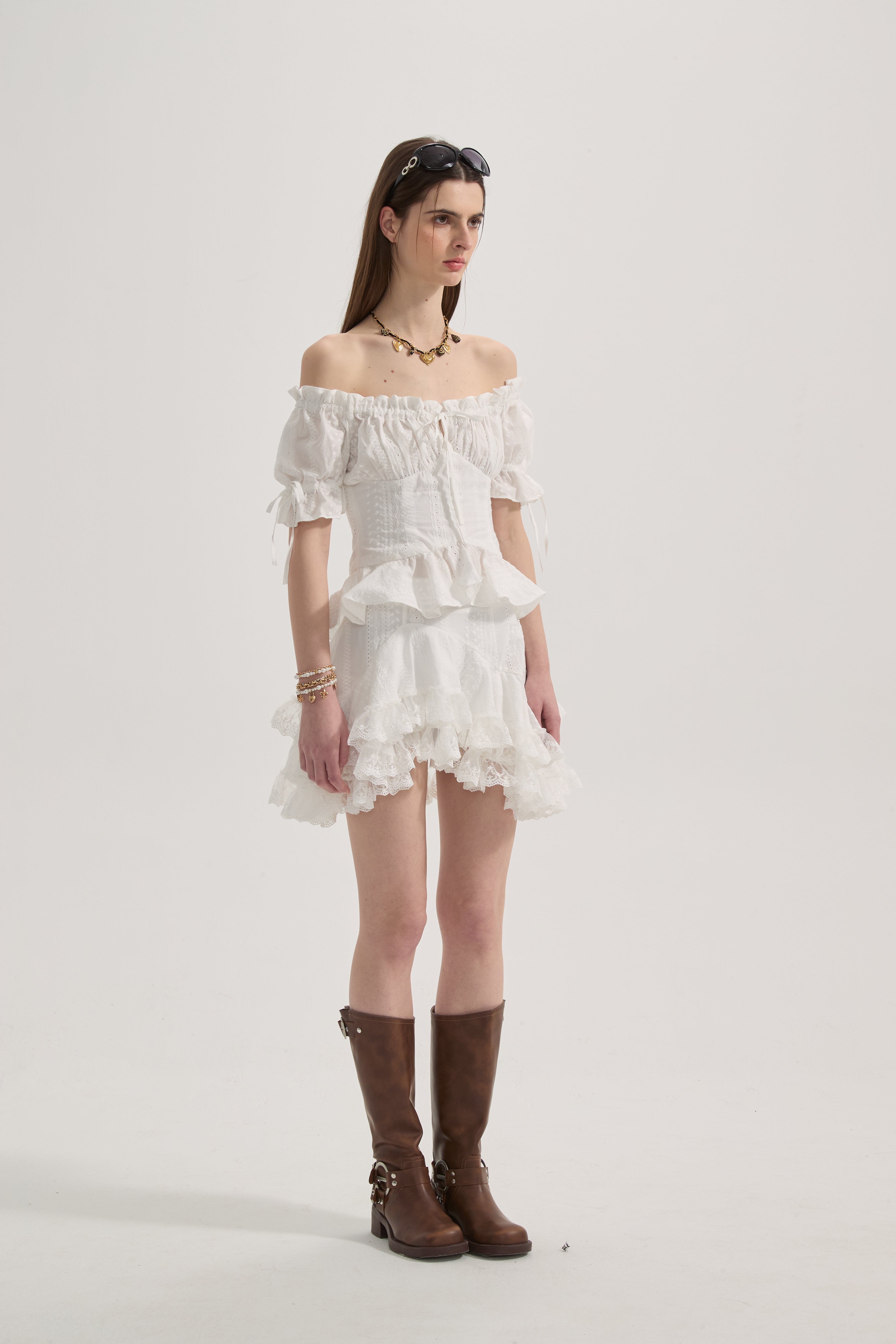 White Lace Short Sleeved Shirt
