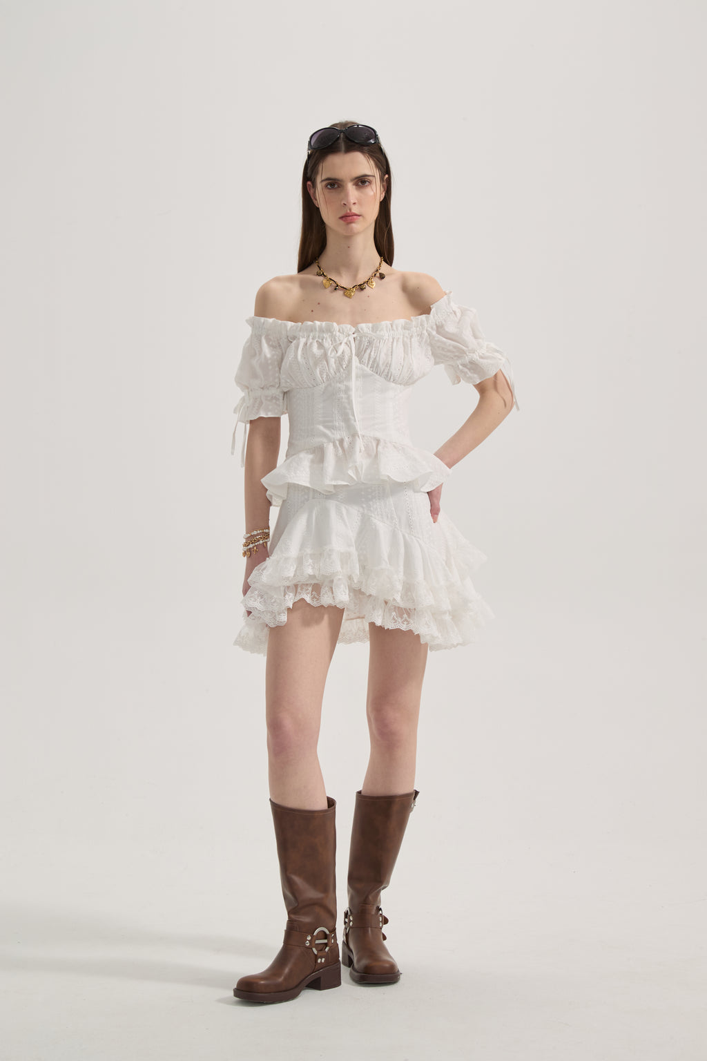 White Lace Short Sleeved Shirt