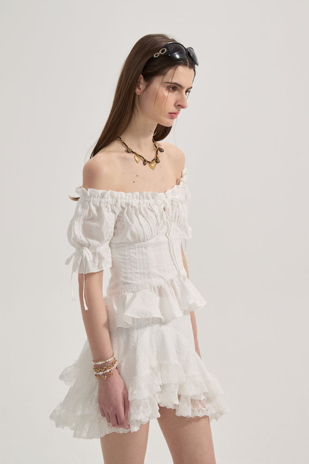 White Lace Short Sleeved Shirt