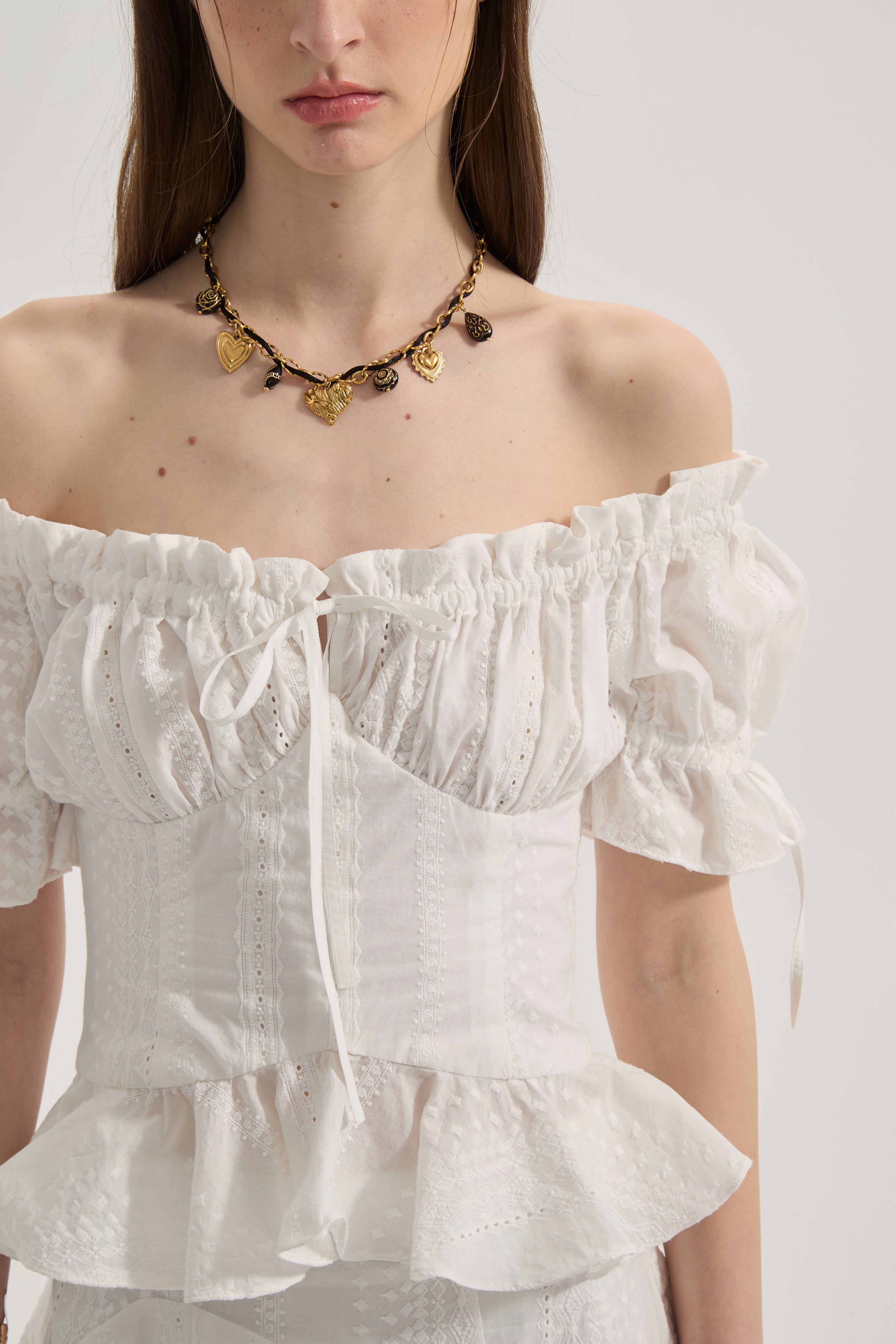 White Lace Short Sleeved Shirt