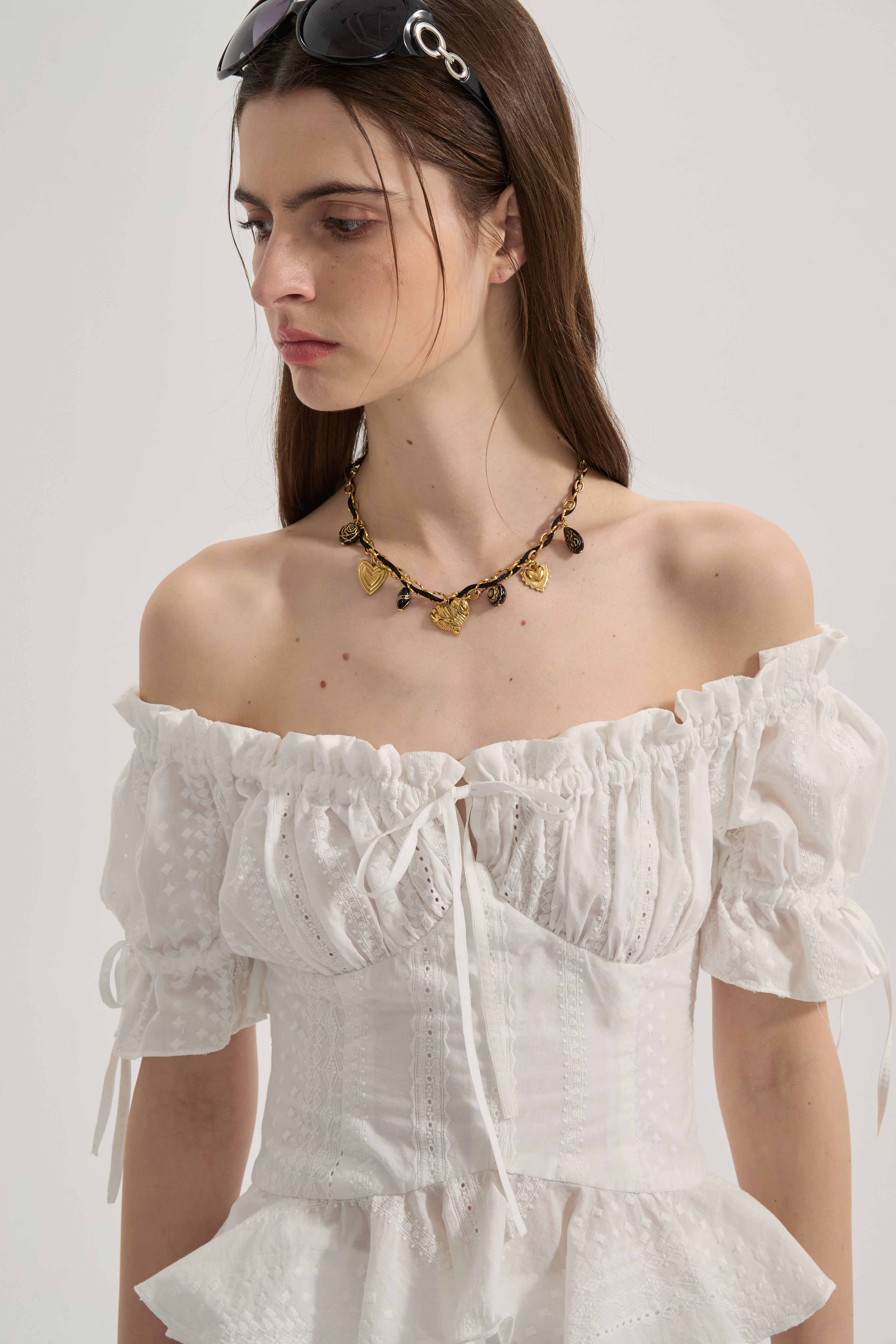 White Lace Short Sleeved Shirt