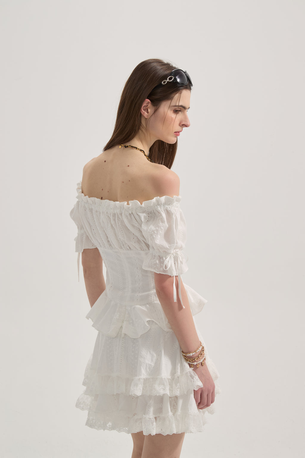 White Lace Short Sleeved Shirt