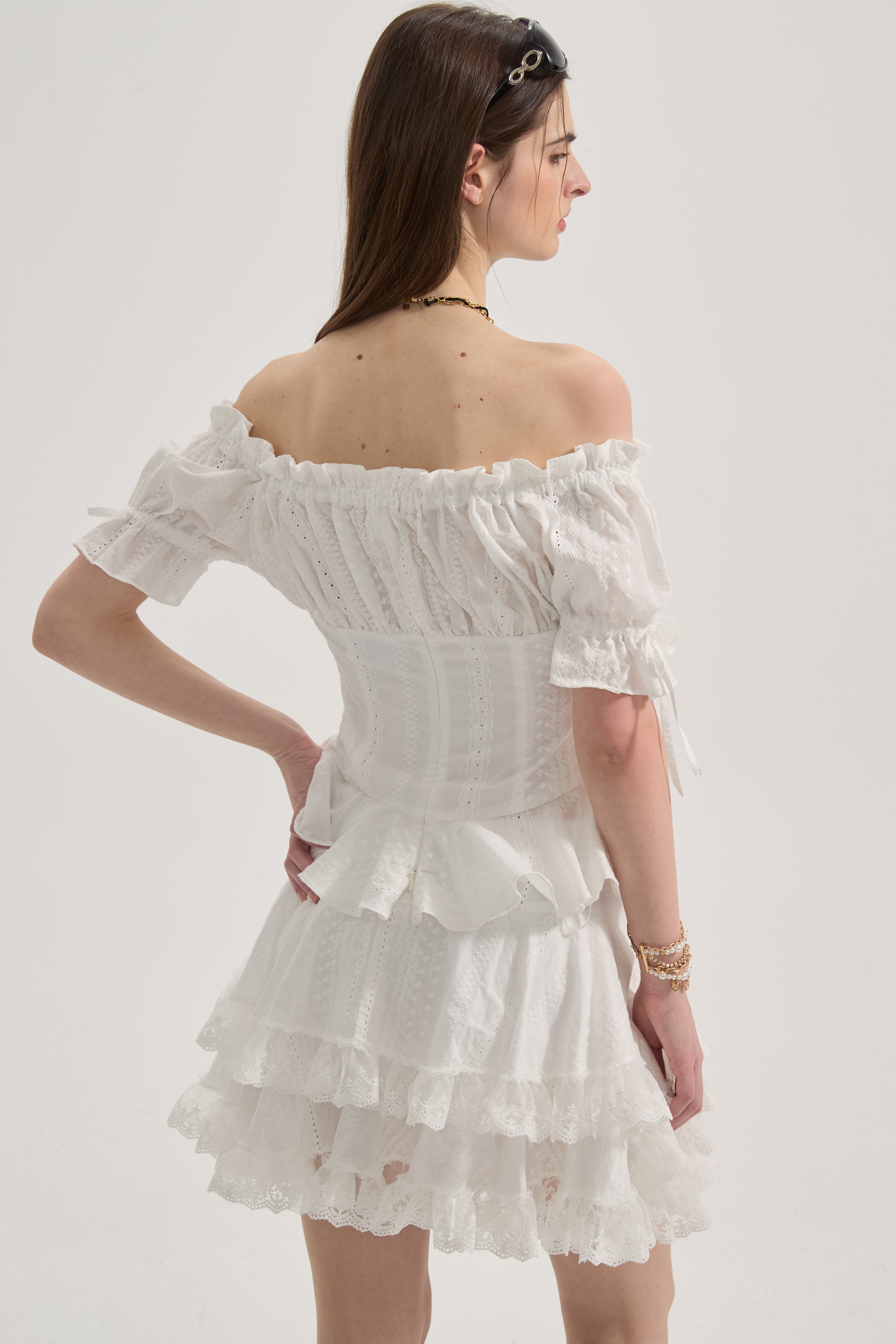 White Lace Short Sleeved Shirt