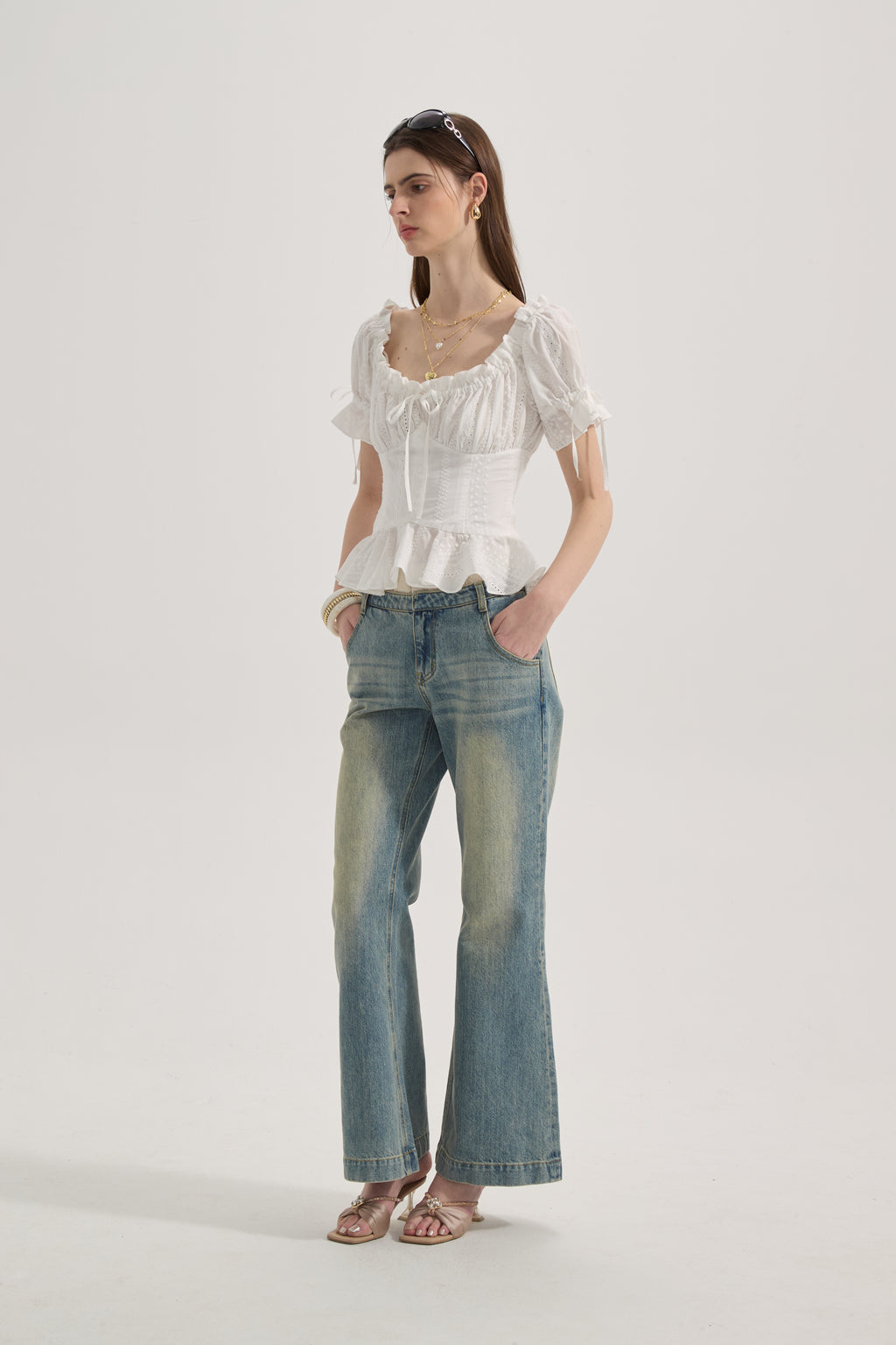 White Lace Short Sleeved Shirt