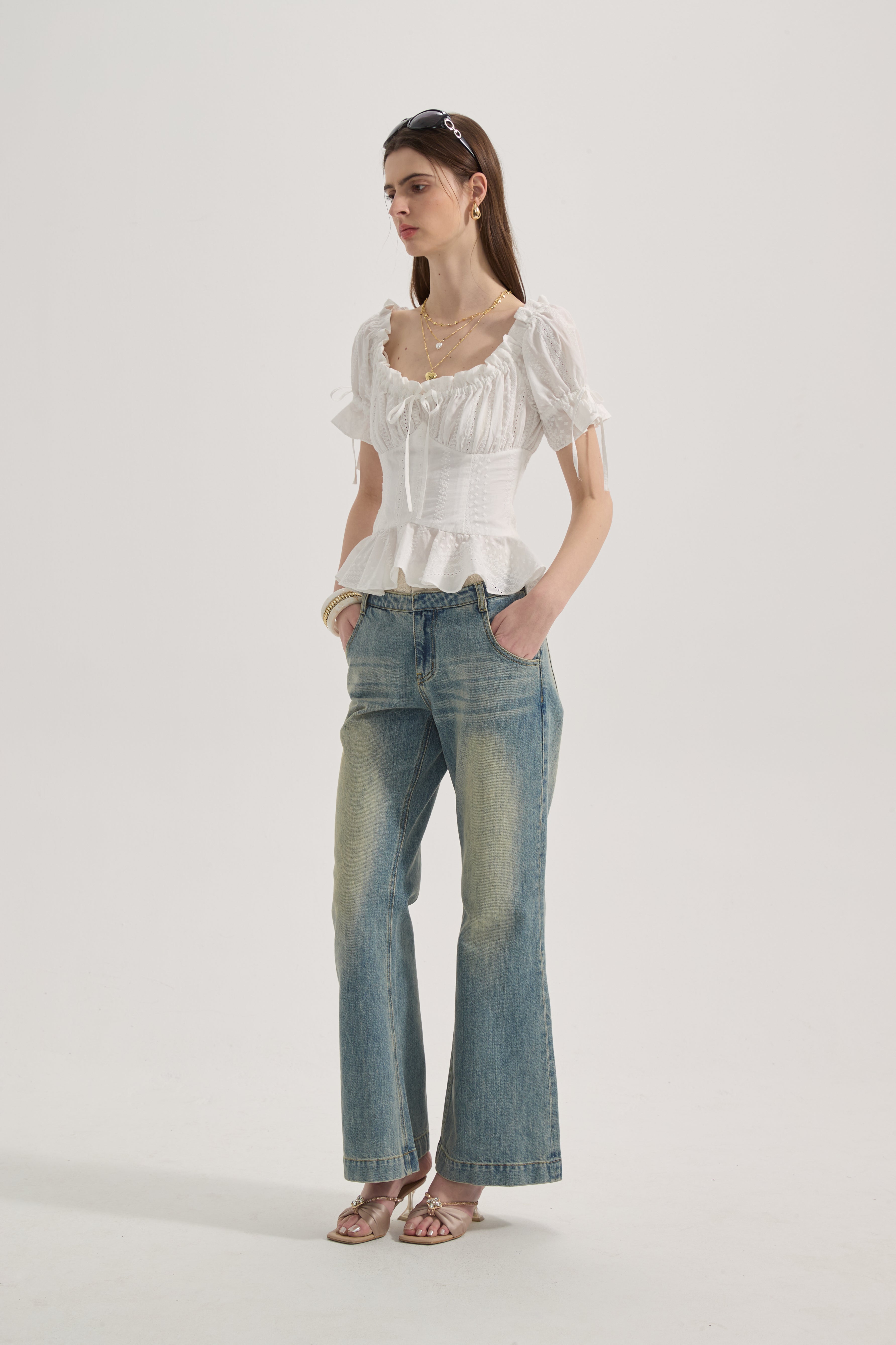 White Lace Short Sleeved Shirt
