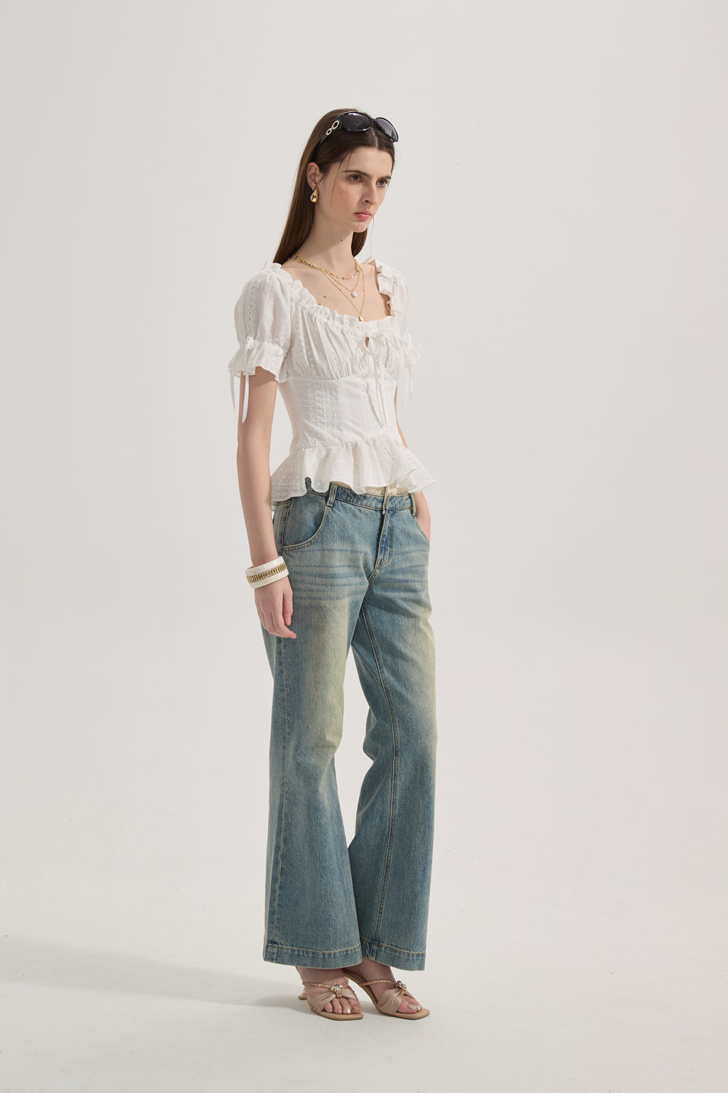 White Lace Short Sleeved Shirt