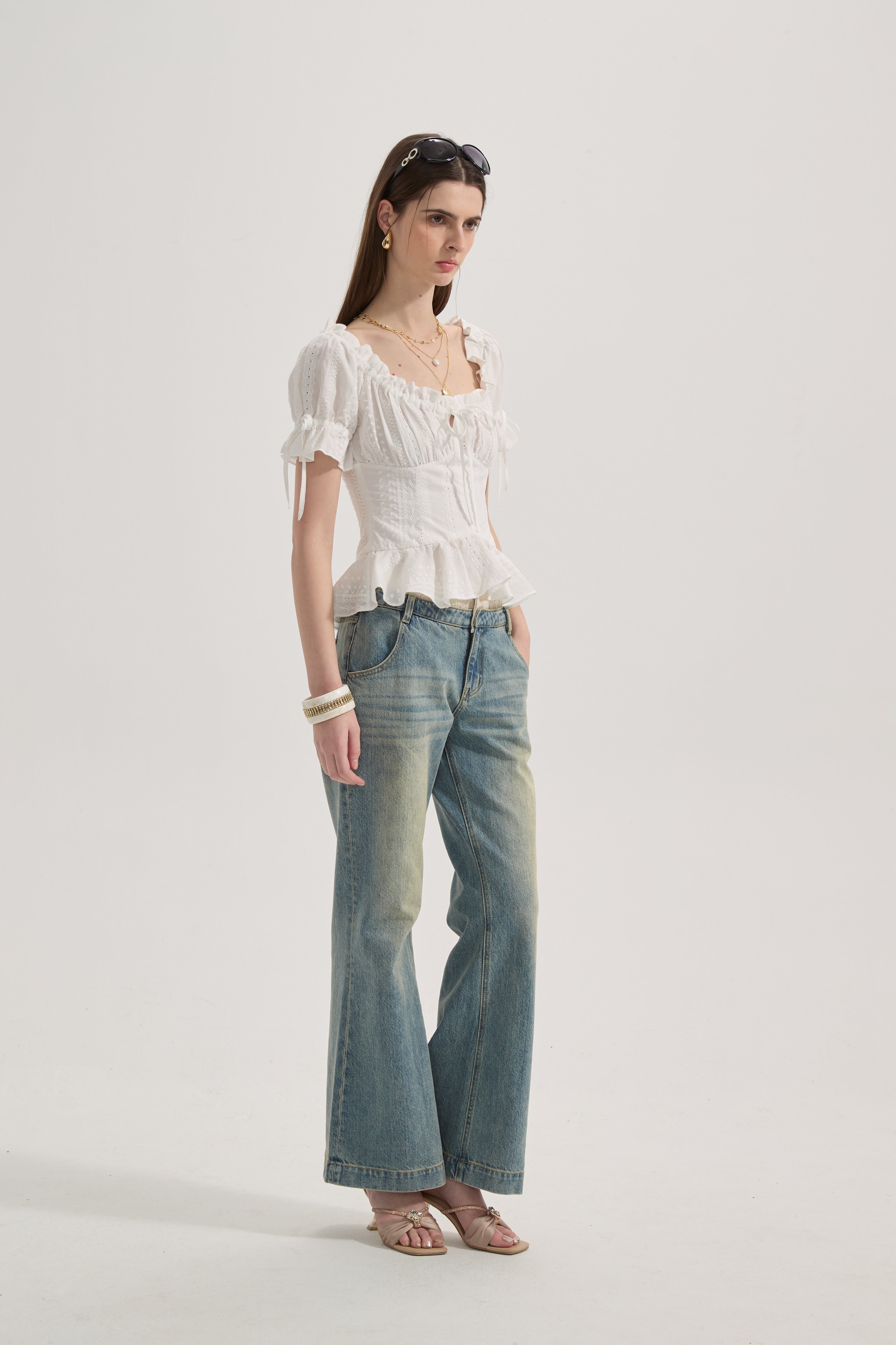 White Lace Short Sleeved Shirt